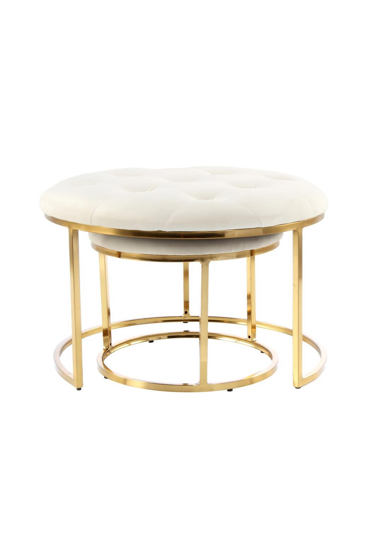 Hockerset Becky 800 - Goldfarben/Creme, Design, Textil/Metall (40-60/32-41cm) - Kayoom