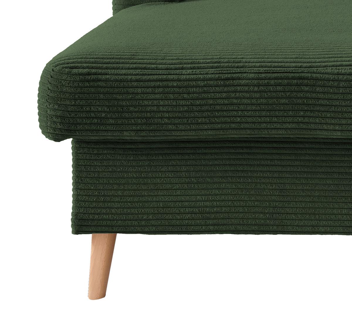 Ecksofa Valentina Dunkelgrün Cord - Dunkelgrün/Naturfarben, Design, Holz/Textil (150/228cm) - P & B