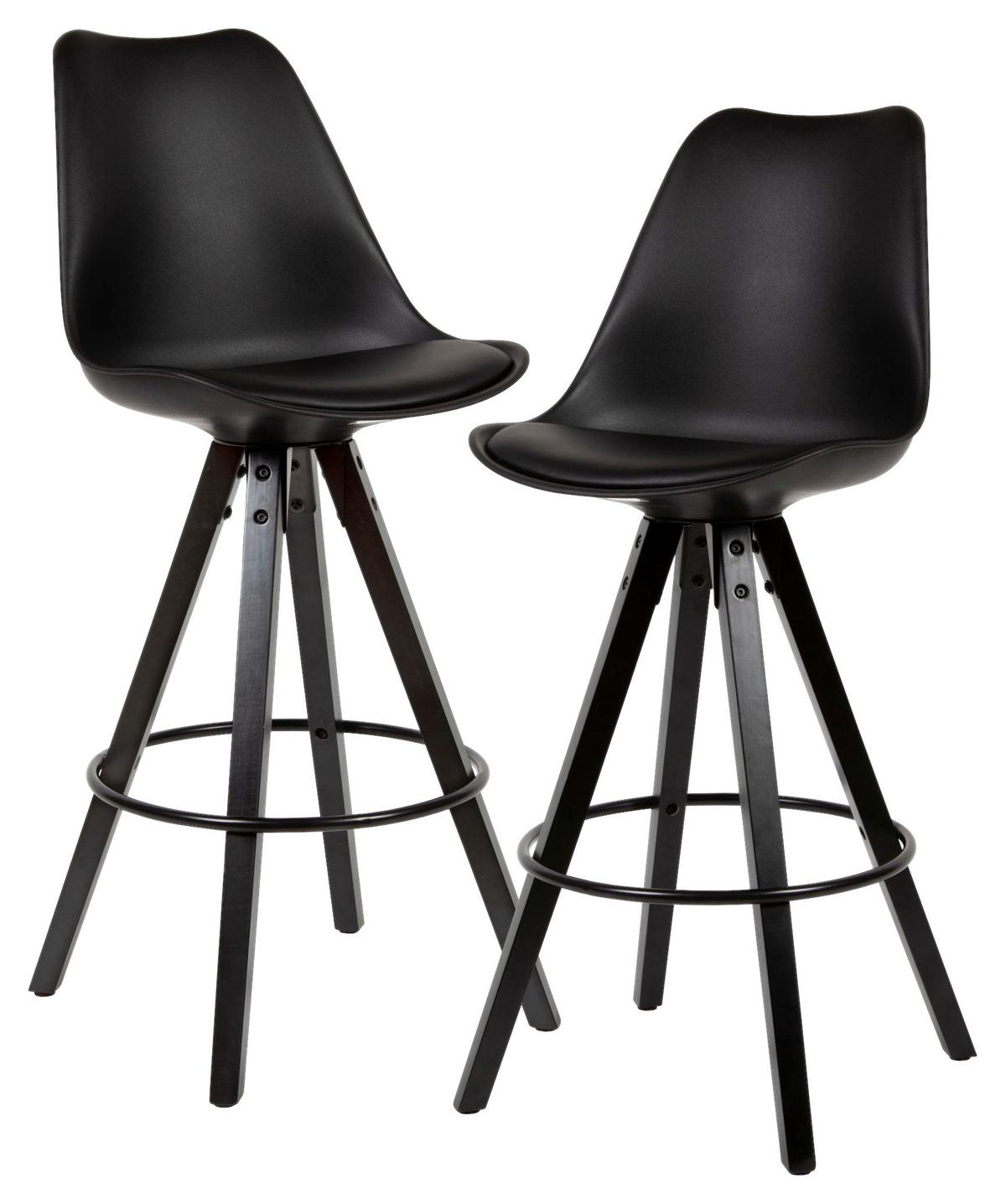 BARHOCKER-SET WOHNLING - Schwarz, MODERN, Holz/Kunststoff (44/113/39cm) - MID.YOU