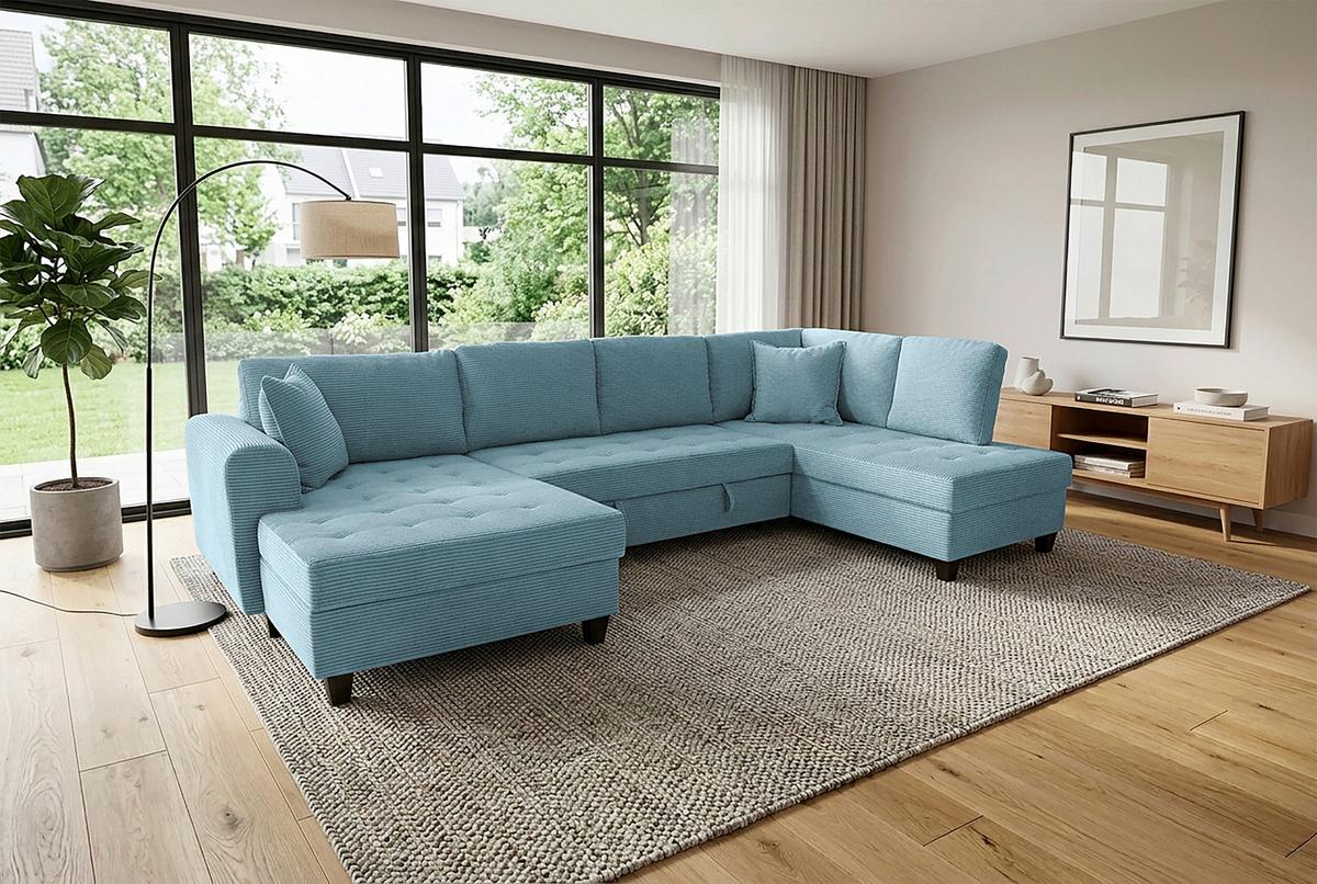 Canapea modulara MORITZ - albastru deschis, Trend, textil (155/324/178cm) - Modern Living
