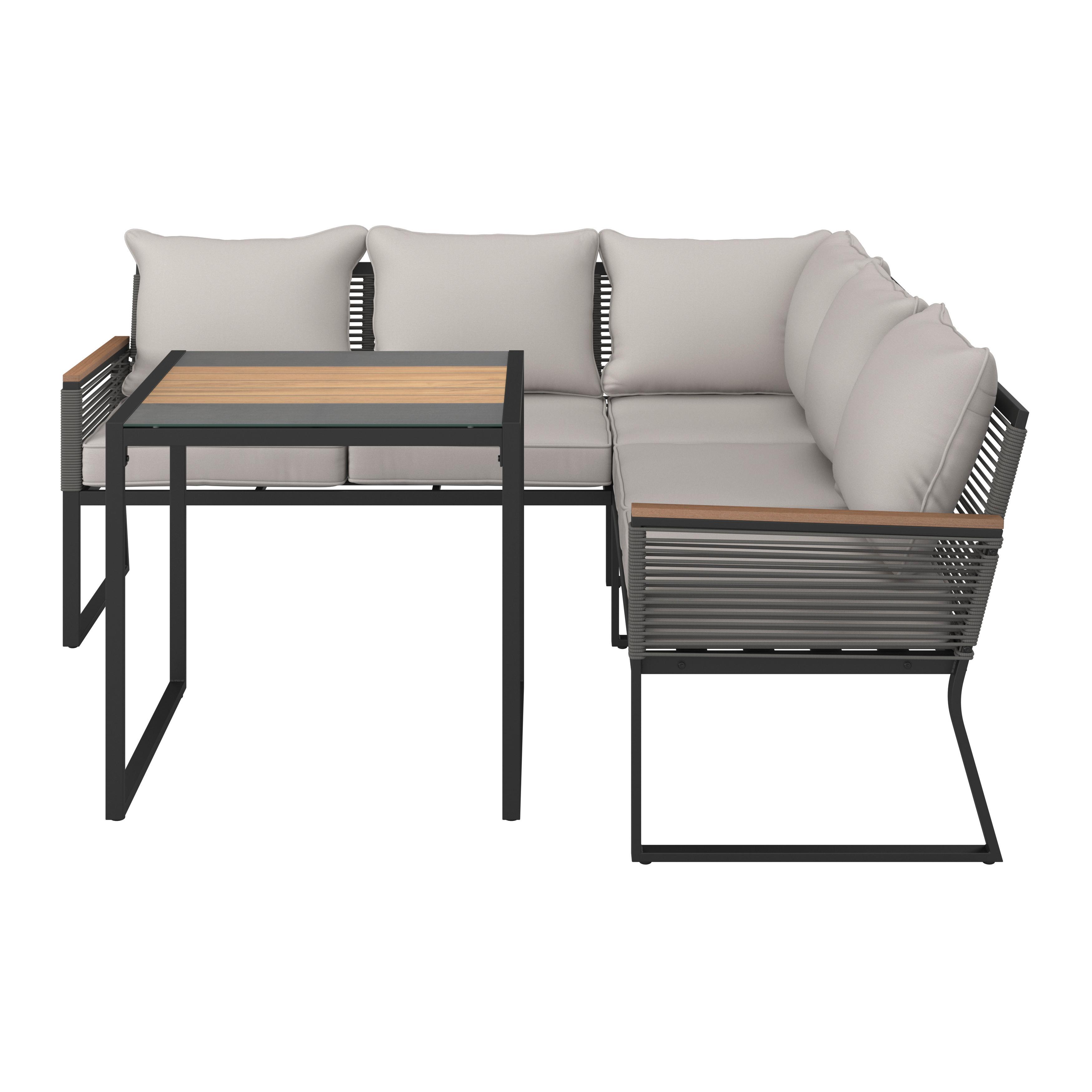 LOUNGESET SONORA - ljusgrå/svart, Modern, metall/glas (181/73/65cm) - Bessagi Garden