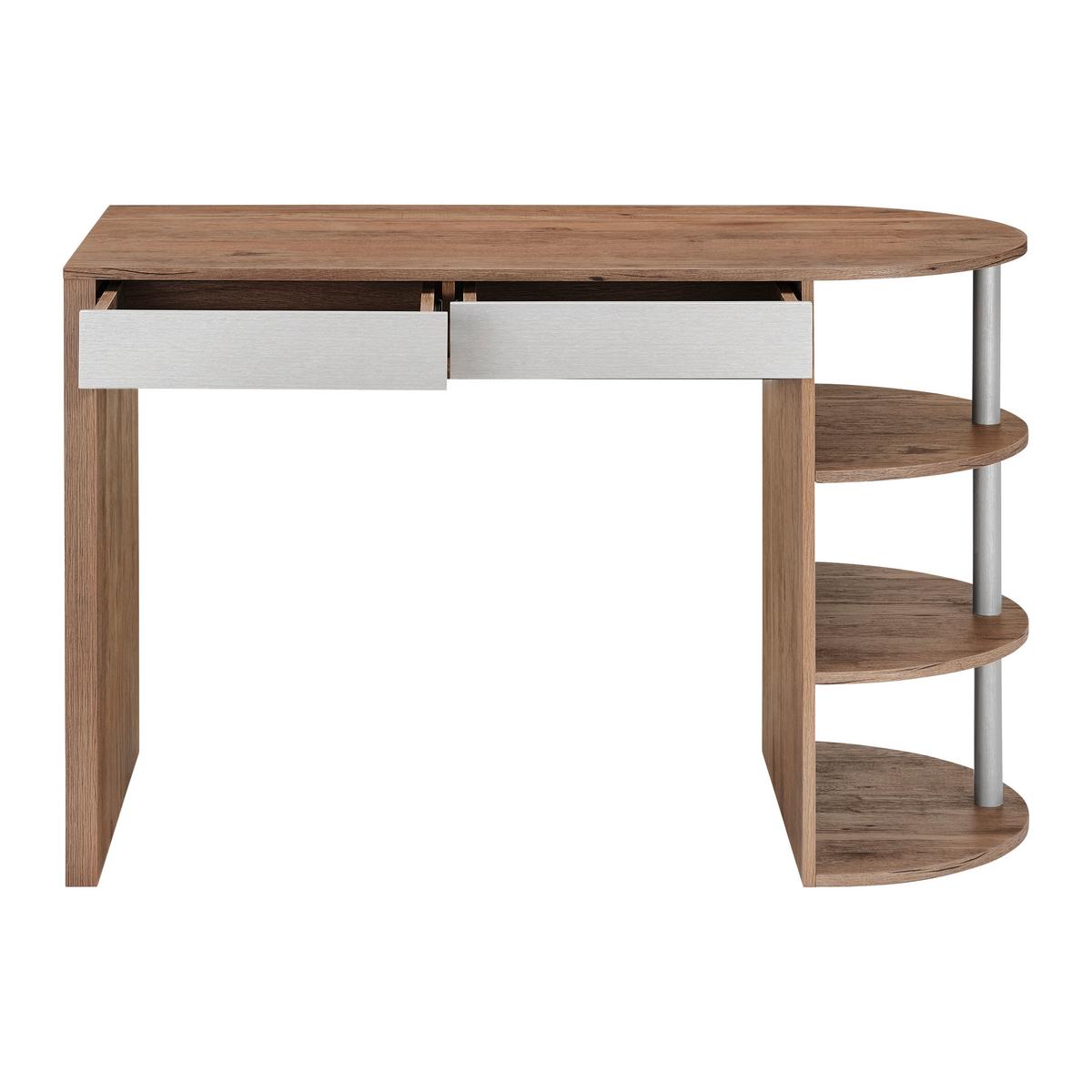 Moderna Pisalna Miza Lovino Barva Hrasta, Srebrno Siva - srebrne barve/barve hrasta, Moderno (121/76/60cm) - Bessagi Home