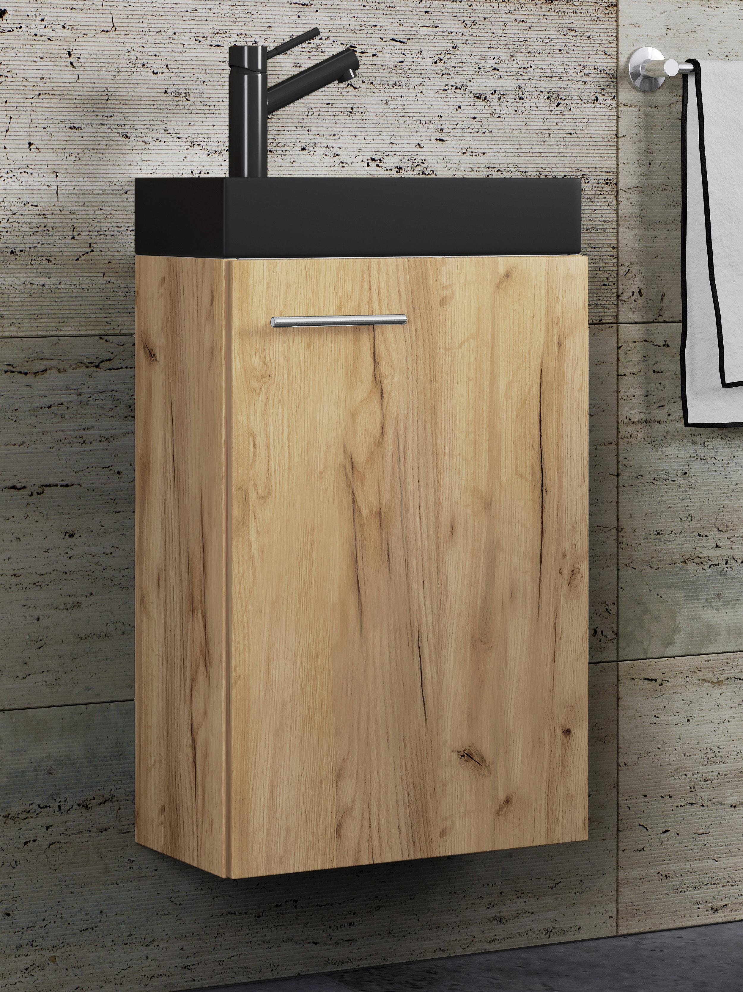WASCHTISCHKOMBI SLITO BL - Honigeiche/Silberfarben, Modern, Keramik/Holzwerkstoff (40,5cm) - MID.YOU