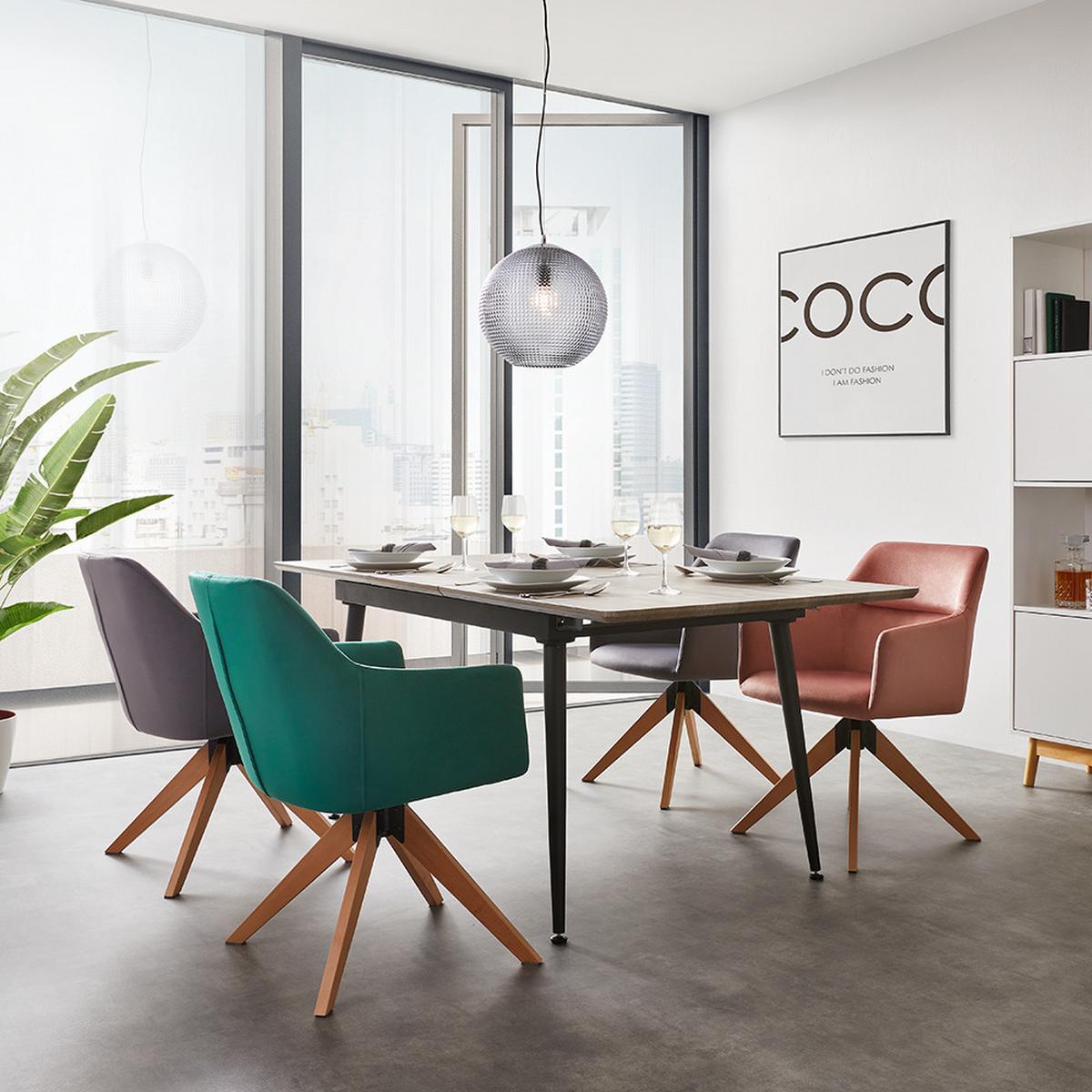 KRZESŁO Z PODŁOKIETNIKAMI SARA - kolor bukowy/brudny róż, Modern, drewno/tkanina (57/84,5/57,5cm) - Bessagi Home