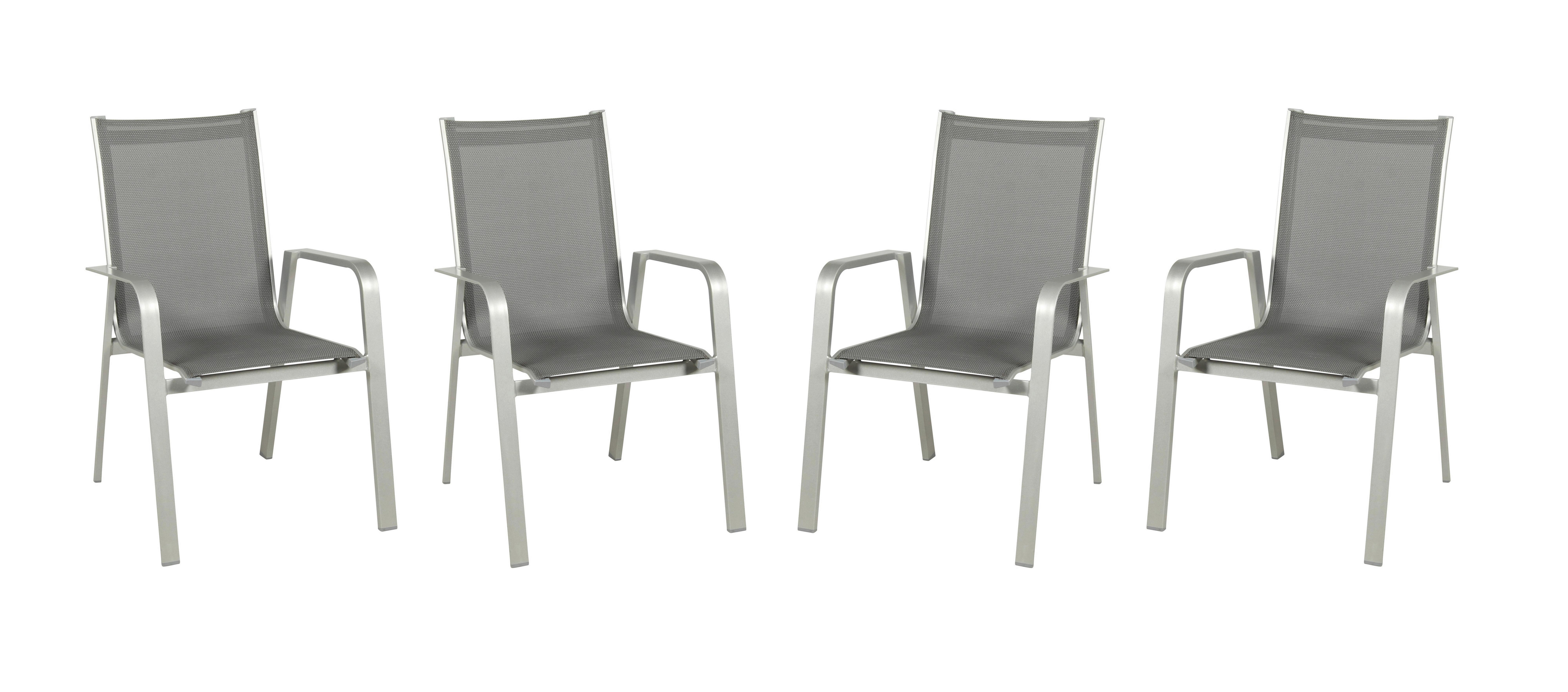 Set Vrtnih Stolov Urban, 4 Kos, Siva - platinaste barve/barve grafita, Basics, kovina/tekstil (69/97/62cm) - Acamp