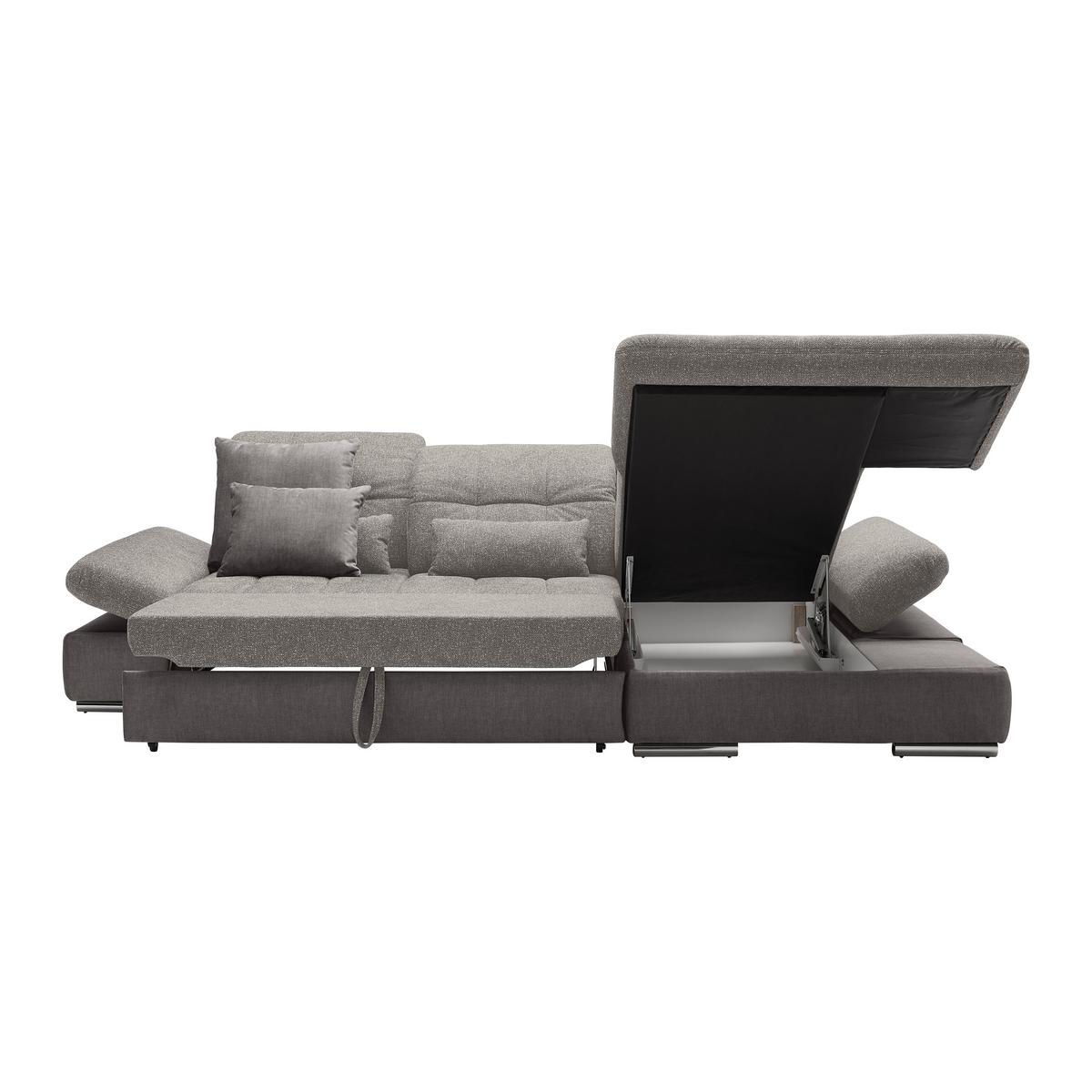 Wohnlandschaft Sanfino Silberfarben - Chromfarben/Silberfarben, KONVENTIONELL, Holz/Textil (305/79-96/199cm) - Premium Living