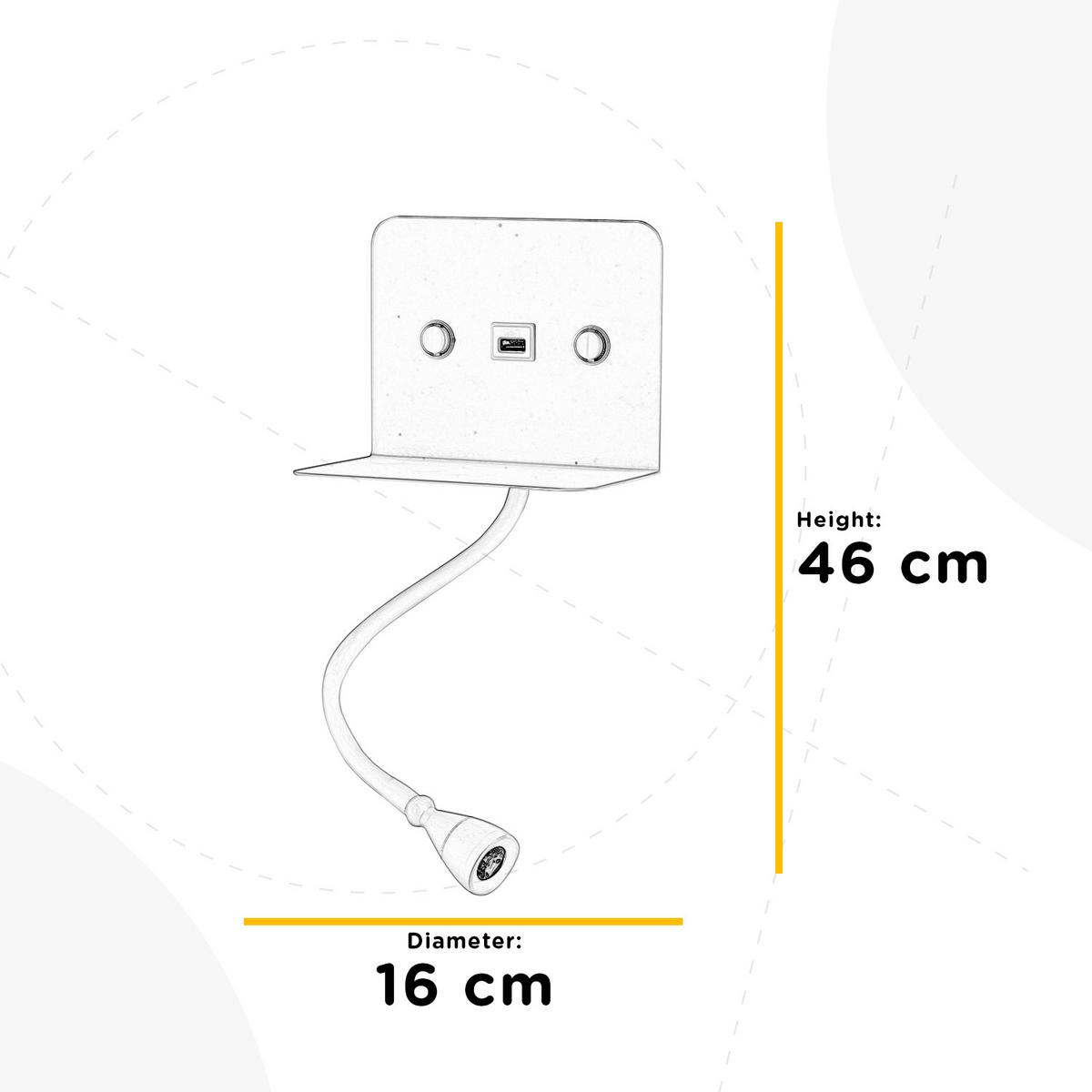 LED-Wandleuchte Schwarz max. 5 Watt - Schwarz, Basics, Metall (16/13/46cm)