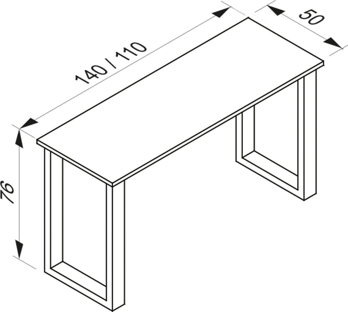 Pisalna Miza Lona, Hrast, Črna, 140x50cm - črna/hrast sonoma, Moderno, kovina/leseni material (140/50/76cm) - MID.YOU