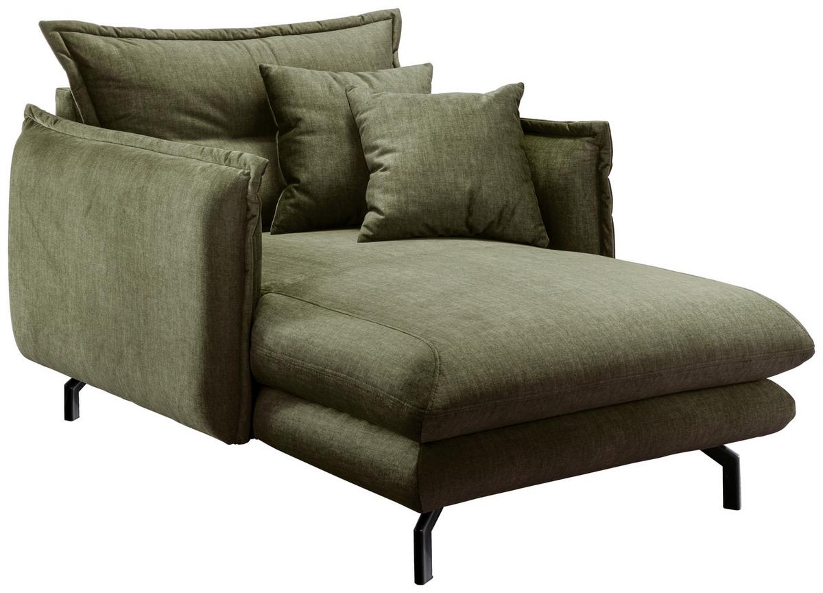 Relaxsessel Lava Grün Velours - Schwarz/Grün, MODERN, Textil/Metall (111/101/167cm) - Livetastic