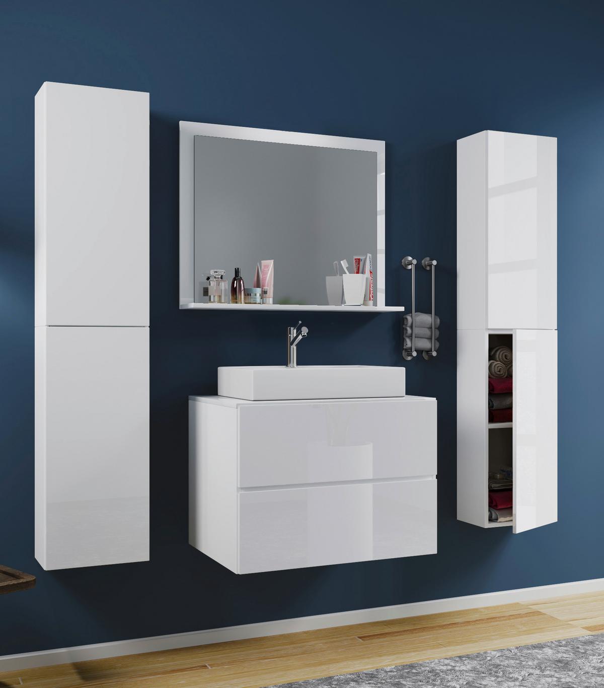 Badezimmer Lendas 5-tlg. ca. 127 cm Weiß - Weiß, MODERN, Keramik/Holzwerkstoff (127cm) - MID.YOU