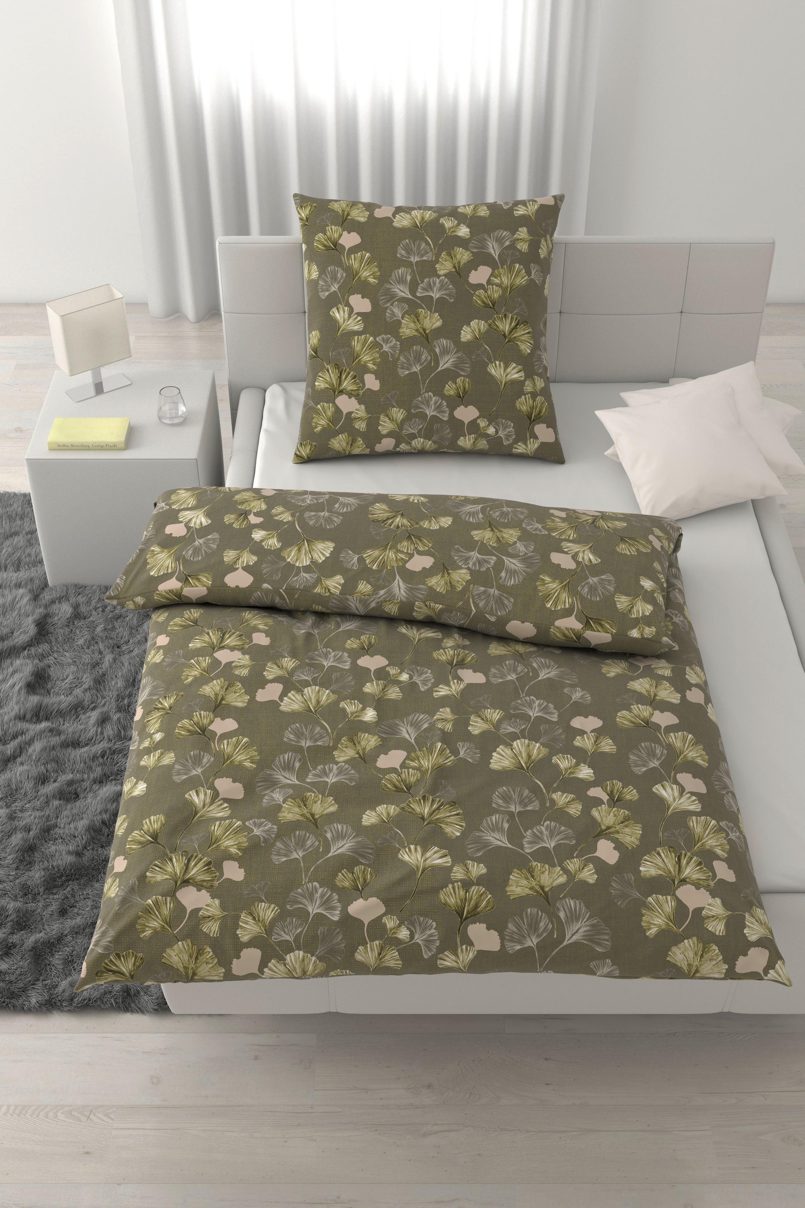 Bettwäsche Yuki Grün/Grau ca. 135x200cm - Grün, MODERN, Textil (135/200cm) - Mömax