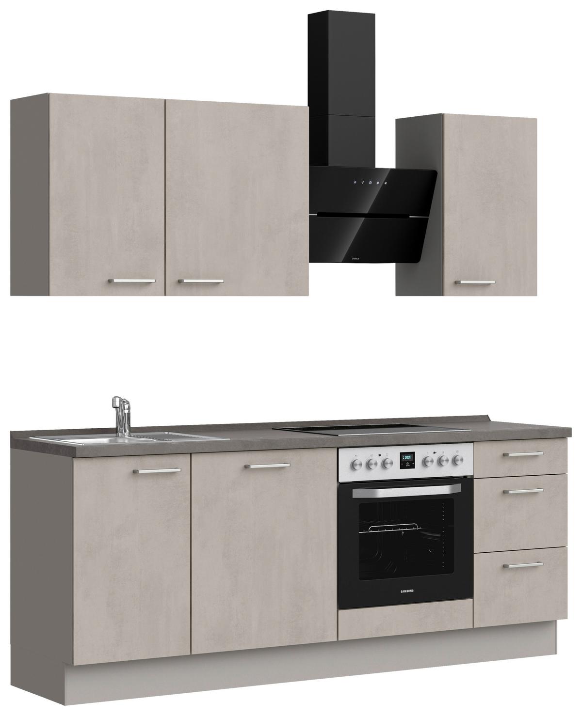 Küchenblock Riva High m. Geräten Grau - Schieferfarben/Edelstahlfarben, MODERN, Holzwerkstoff/Metall (210cm) - Nobilia