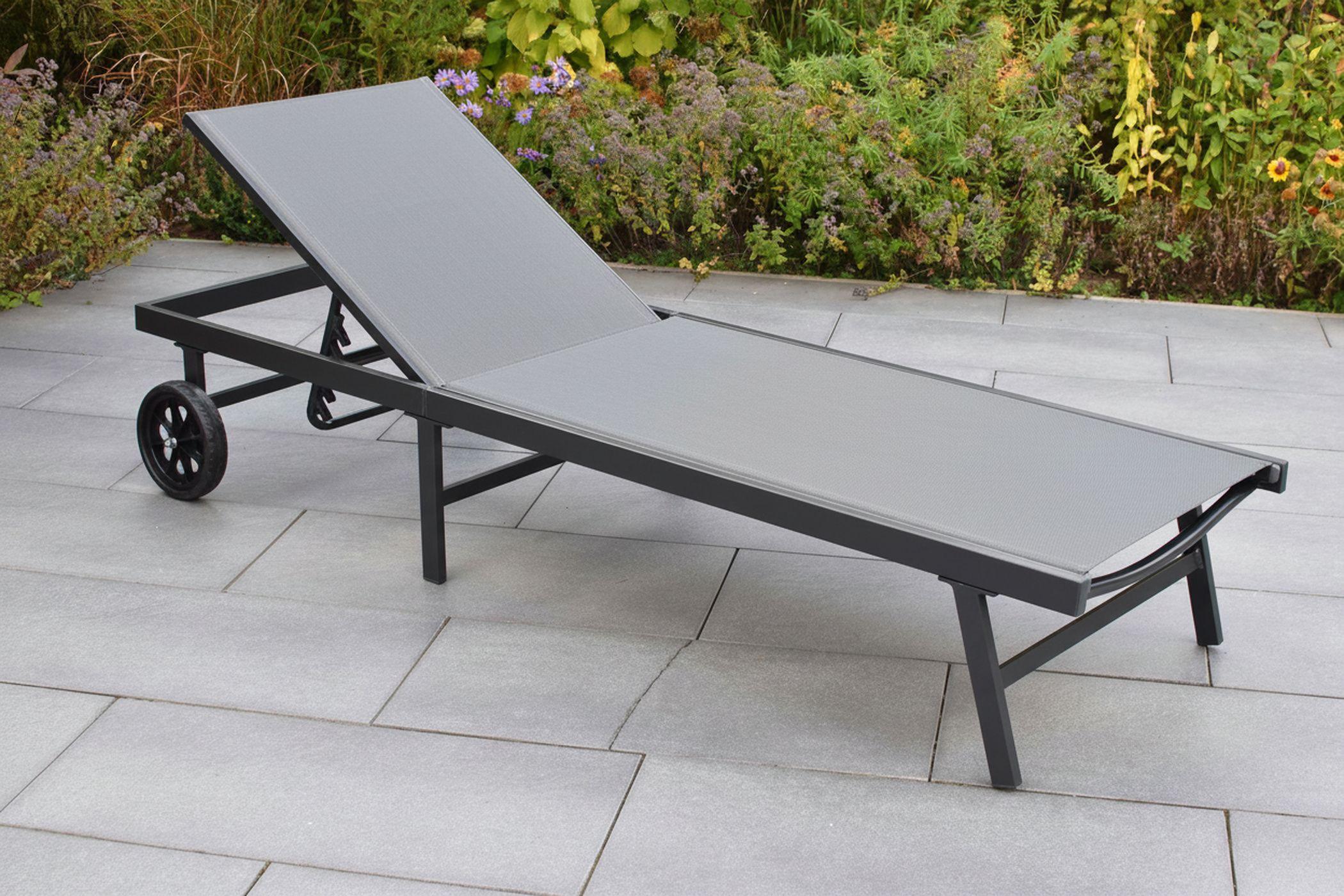 Gartenliege Tessin Graphitfarben/Grau - Graphitfarben/Grau, KONVENTIONELL, Textil/Metall (64,5/97,5/201cm) - Gardenson