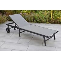 Gartenliege Tessin Graphitfarben/Grau - Graphitfarben/Grau, KONVENTIONELL, Textil/Metall (64,5/97,5/201cm) - Gardenson