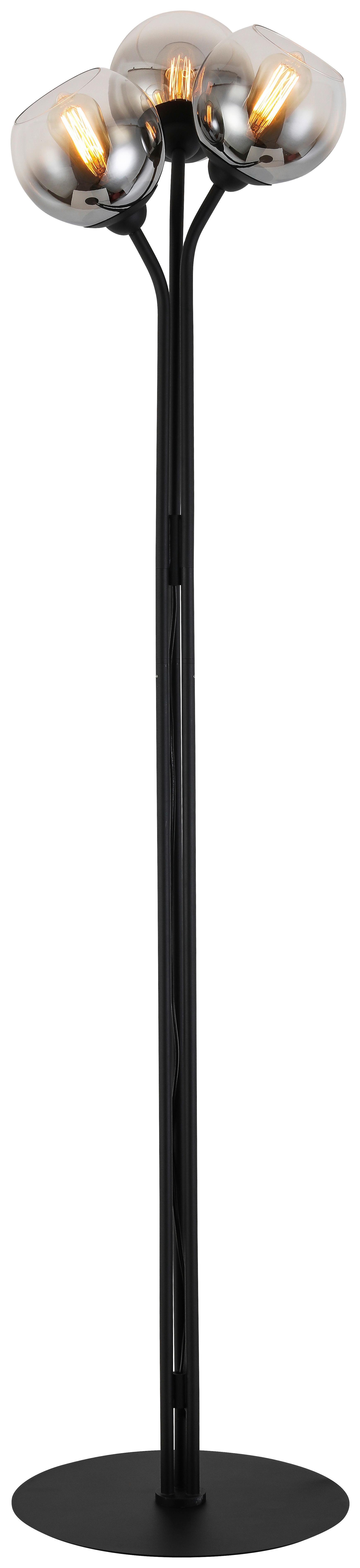 Állólámpa Kian - Króm/Fekete, modern, Üveg/Fém (42/165cm) - Visiona