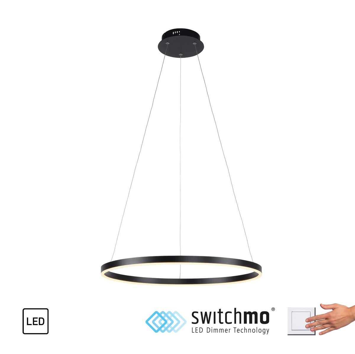 LAMPA WISZĄCA LED 15394-13 RITUS - antracytowy, Design, tworzywo sztuczne/metal (58,5/58,5/120cm)