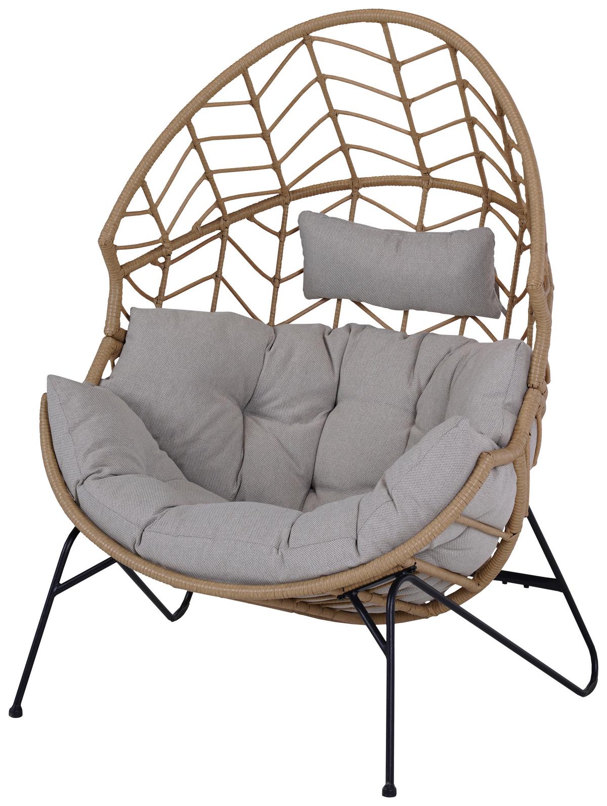 Gartenmuschel Marike in Natur/Schwarz/Beige - Beige/Schwarz, Modern, Kunststoff/Textil (98/146/95cm) - Mömax