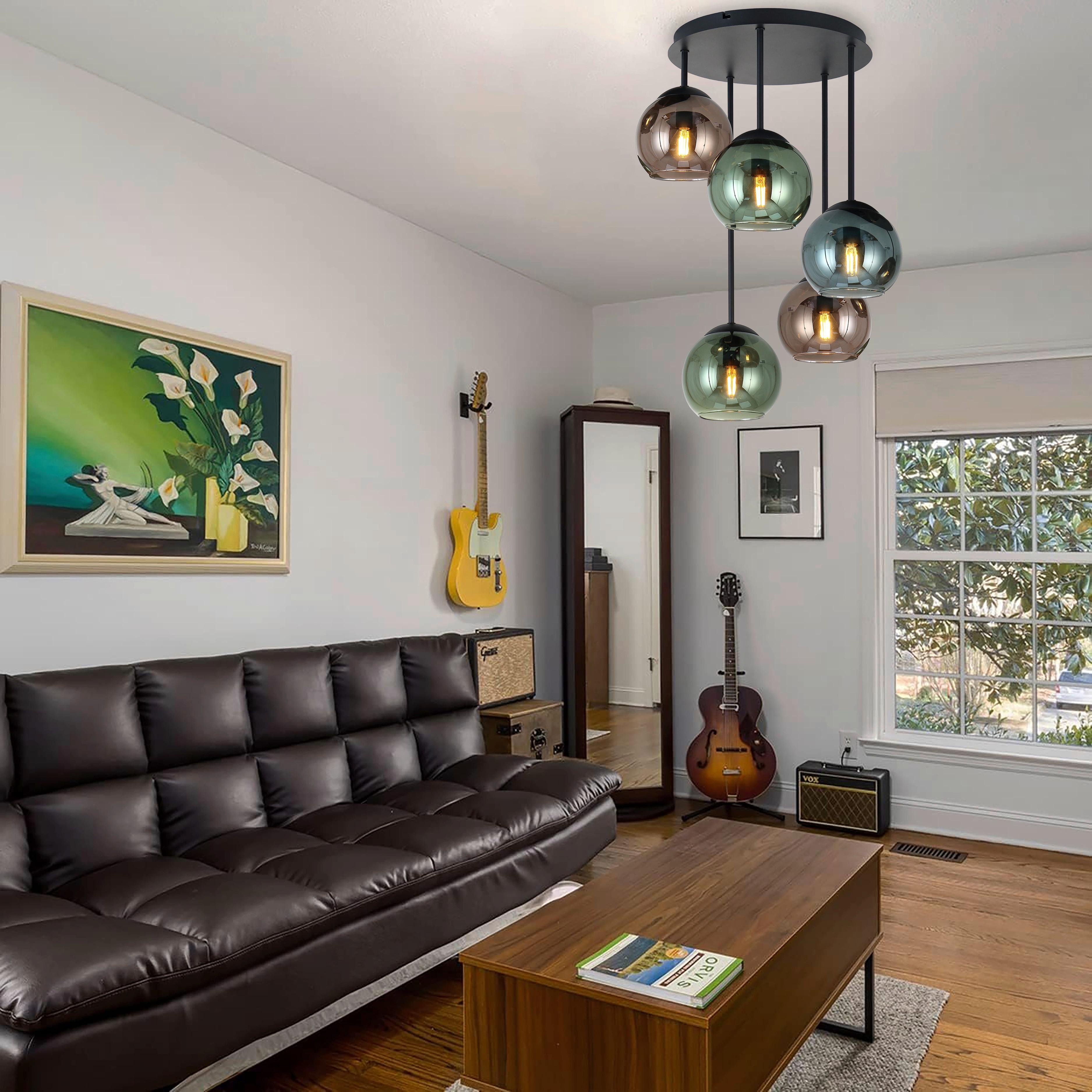 LAMPA WISZĄCA MAIRA - zielony/czerwony, Trend, metal/szkło (40/58cm) - Novel