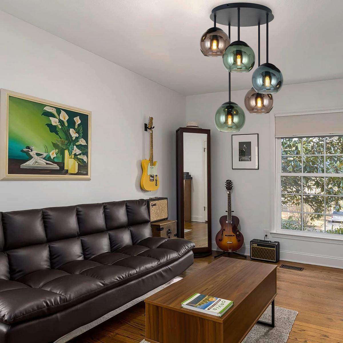 LAMPA WISZĄCA MAIRA - zielony/czerwony, Trend, metal/szkło (40/58cm) - Novel