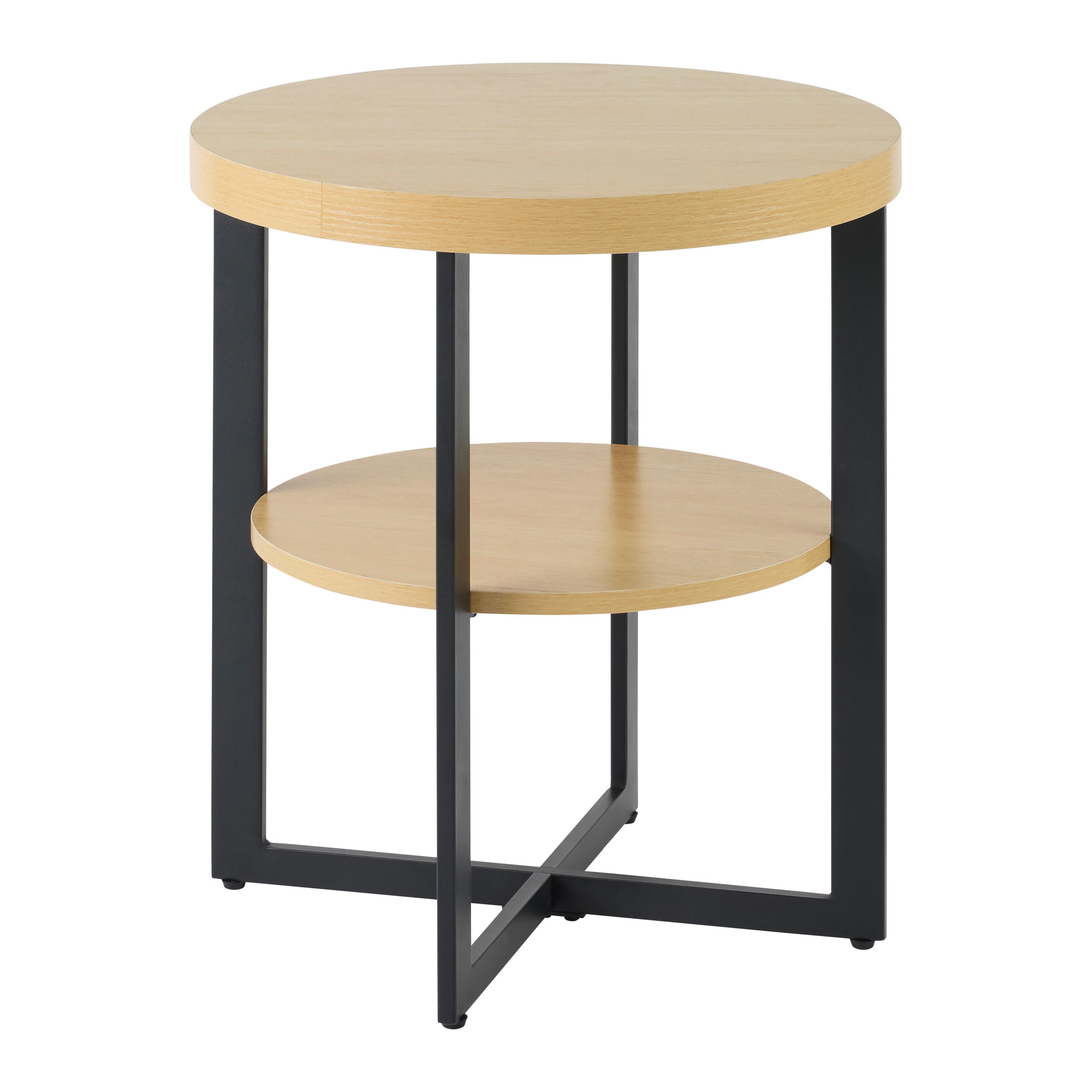 Beistelltisch Rondo Schwarz/Eiche Artisan - Schwarz/Eiche Artisan, KONVENTIONELL, Holzwerkstoff/Metall (50/50/55cm) - Mömax