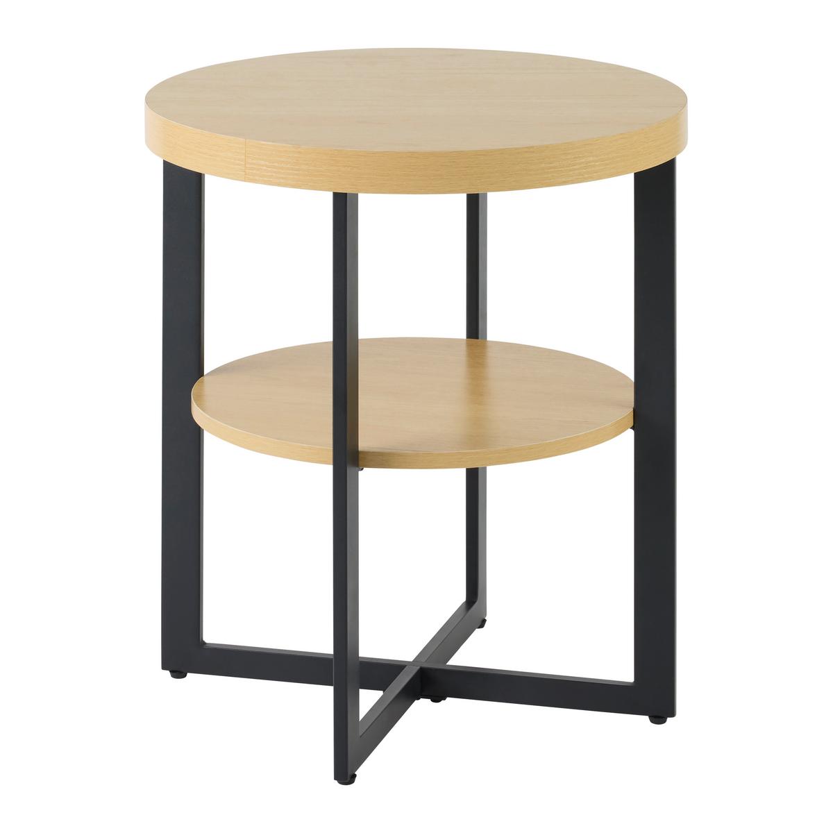 Beistelltisch Rondo Schwarz/Eiche Artisan - Schwarz/Eiche Artisan, KONVENTIONELL, Holzwerkstoff/Metall (50/50/55cm) - Mömax