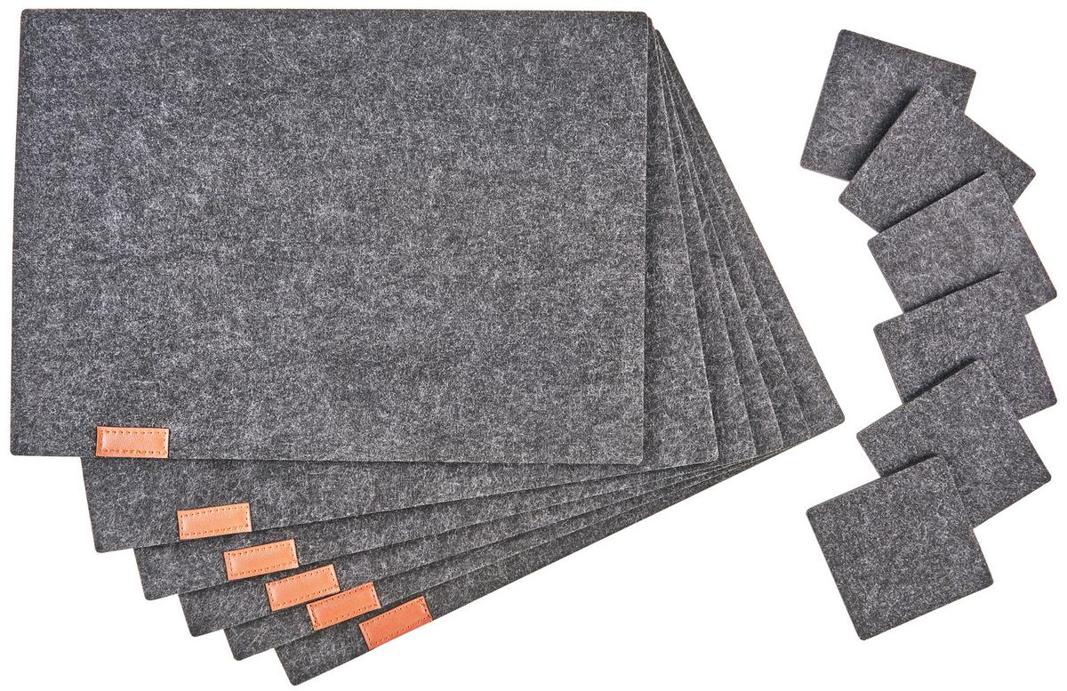 Tischset Felt in Dunkelgrau 12 Stk. - Dunkelgrau, MODERN, Textil - Mömax
