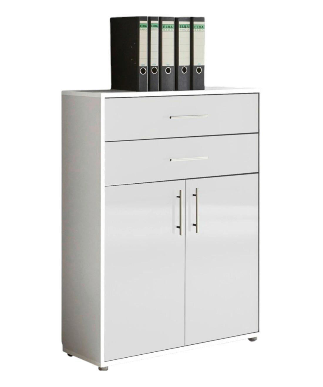 Aktenschrank Office Edition Weiß - Weiß Hochglanz/Weiß, MODERN, Holzwerkstoff (84,5/114/33cm) - MID.YOU