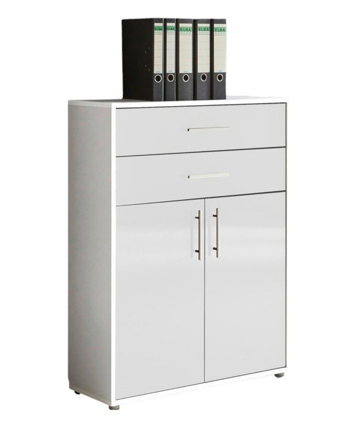 Aktenschrank Office Edition Weiß - Weiß Hochglanz/Weiß, MODERN, Holzwerkstoff (84,5/114/33cm) - MID.YOU