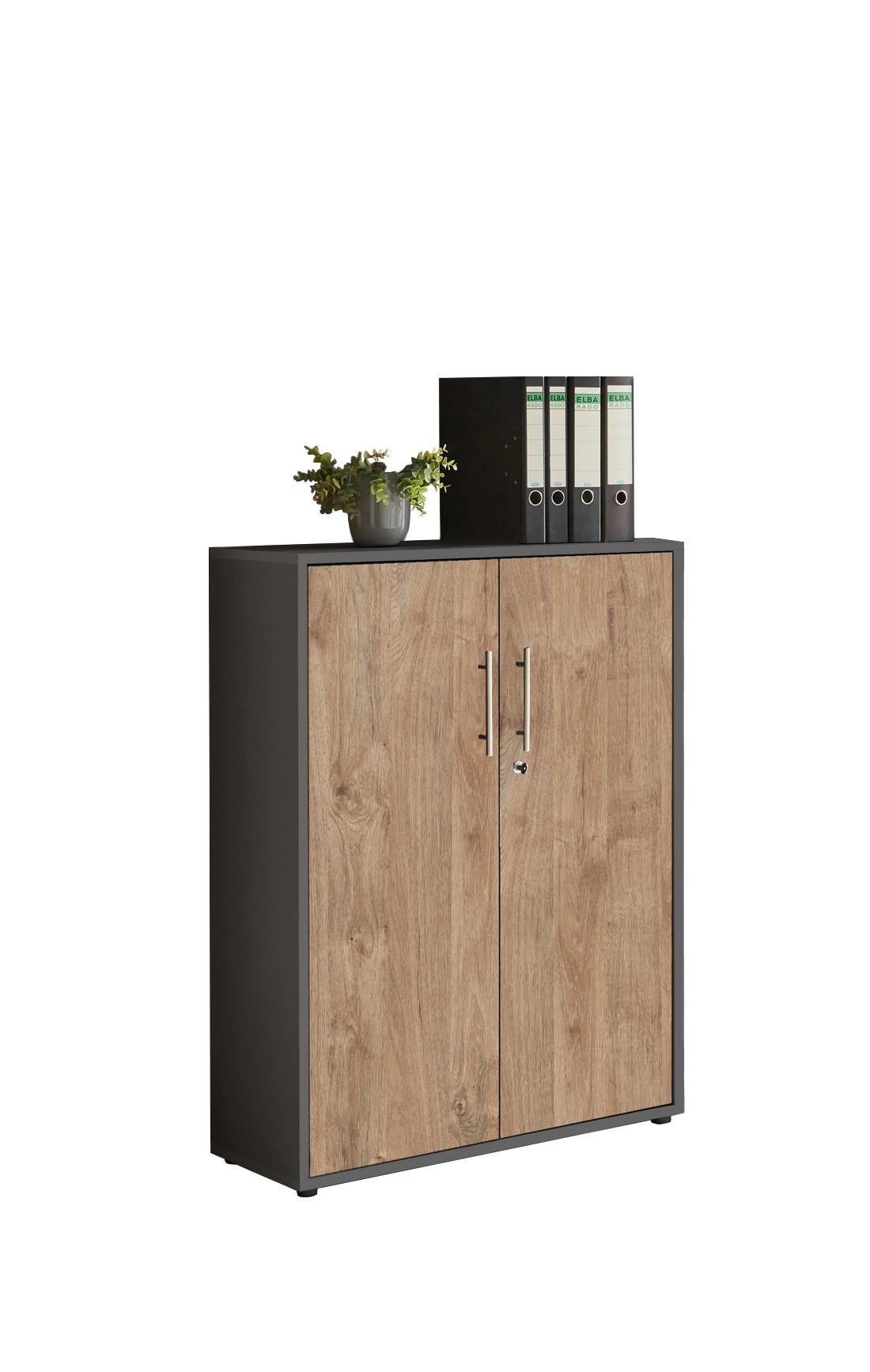 AKTENSCHRANK OFFICE EDITION - Eichefarben/Anthrazit, LIFESTYLE, Holzwerkstoff (84,4/113,6/33cm) - MID.YOU