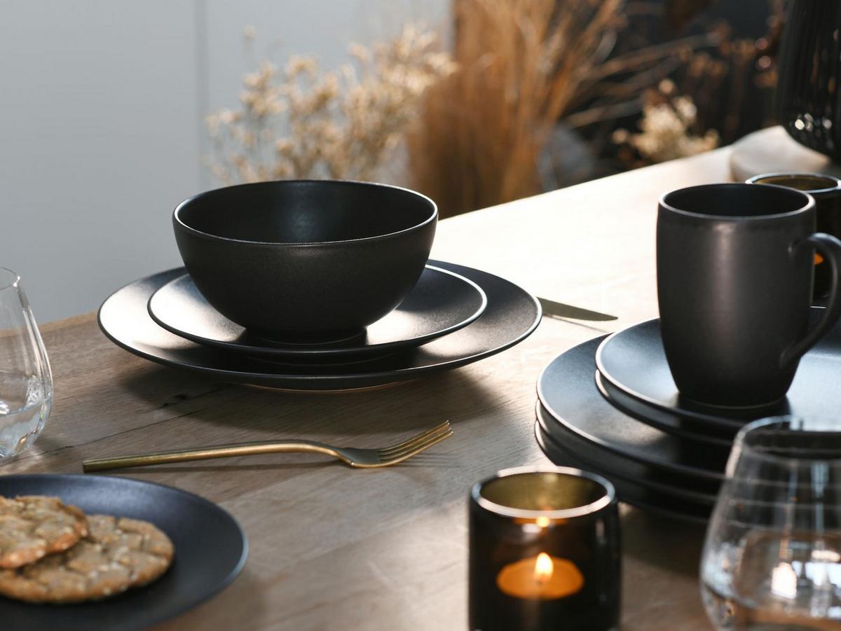 Kombiservice Soft Touch Schwarz, 16-teilige - Schwarz, Trend, Keramik - Creatable
