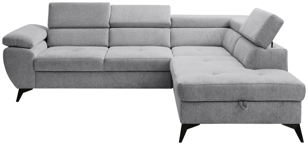 Kutna Garnitura Floris - siva/crna, Moderno, tekstil/metal (256/75-90/200cm) - Modern Living