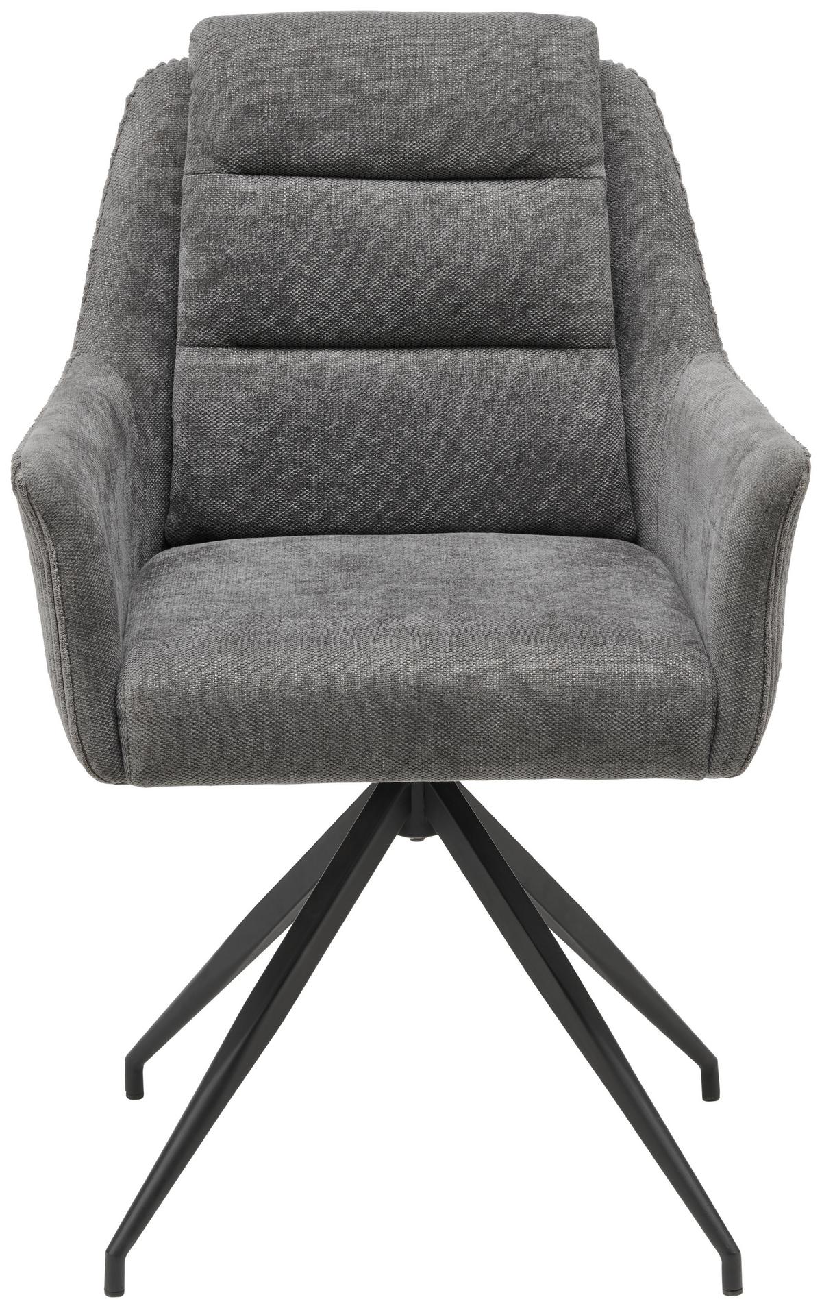 KRZESŁO Z PODŁOKIETNIKAMI ISEO - czarny/szary, Modern, metal/drewno (61/93/61cm) - Livetastic