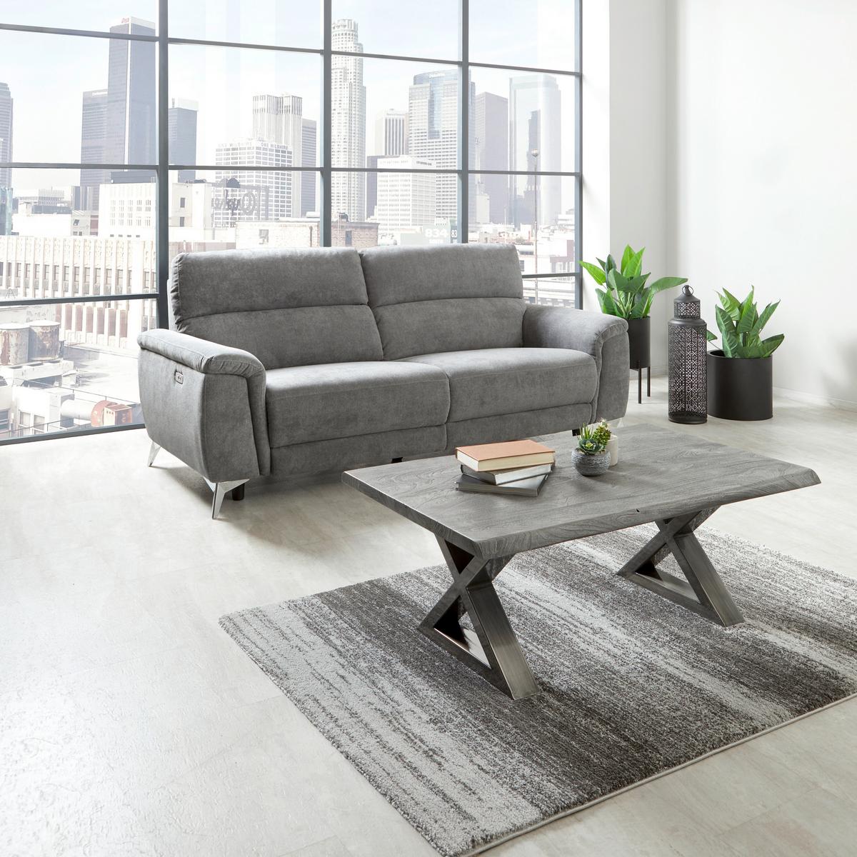 Dvosed Padua, Siva, Relax Funkcija - barve kroma/siva, Konvencionalno, kovina/tekstil (215/97/97cm) - Mömax