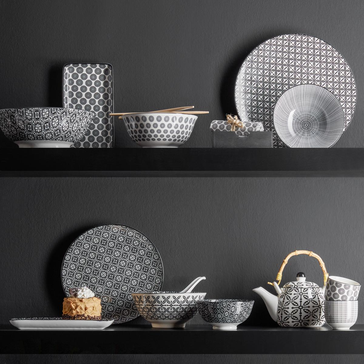 Teller Shiva diverse Designs - Weiss/Schwarz, Lifestyle, Keramik (20/11/2,5cm) - Modern Living
