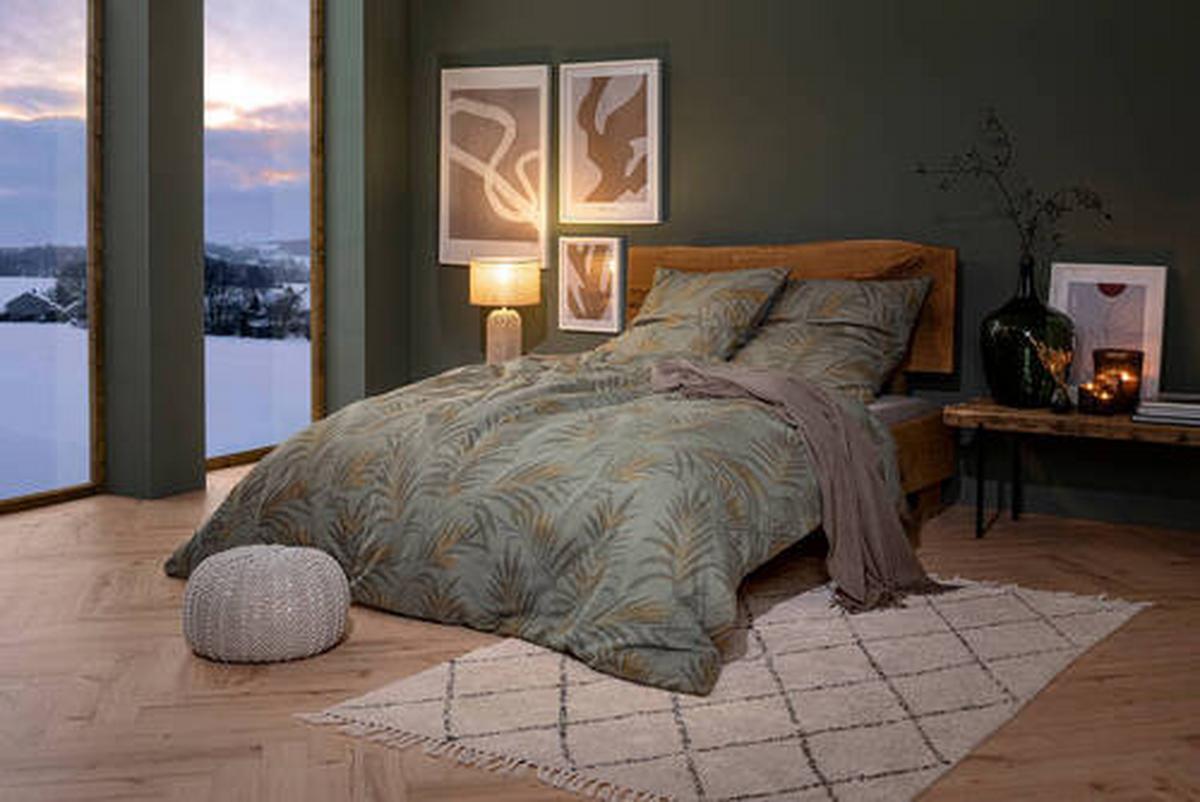 POŚCIEL FANO - zielony/szary, Basics, tkanina (155/220cm) - Estella