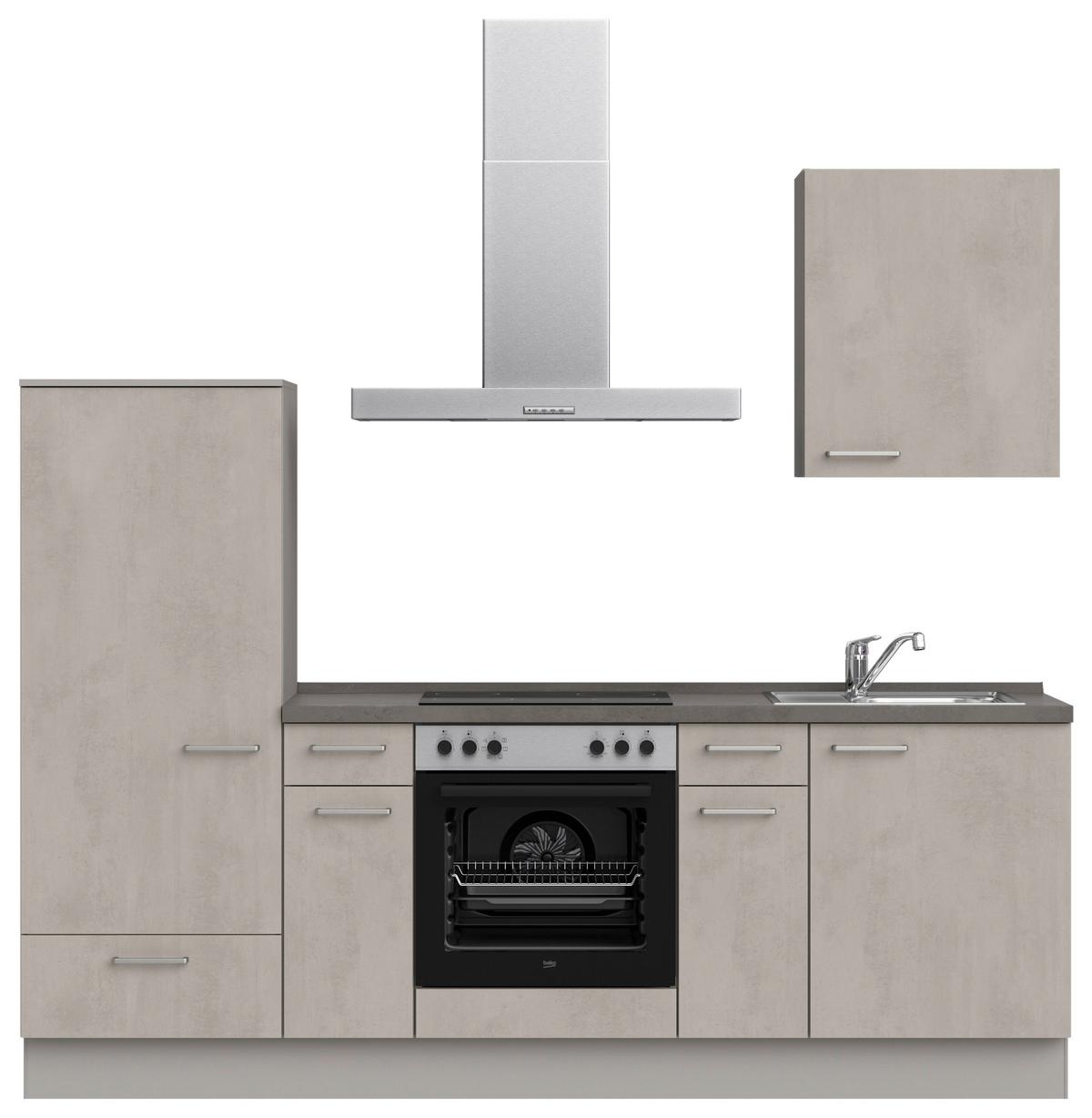 Küchenblock Riva Low m. Geräten Grau - Schieferfarben/Edelstahlfarben, MODERN, Holzwerkstoff/Metall (240cm) - Nobilia