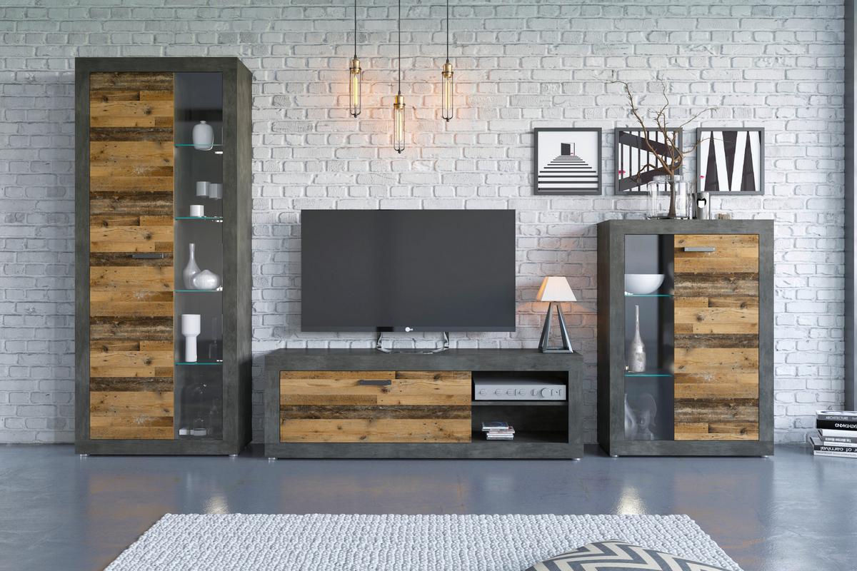 Tv-komoda Kassel - boje hrasta/crna, Romantično / ladanjski, drvni materijal/plastika (150/49,5/42cm) - Modern Living