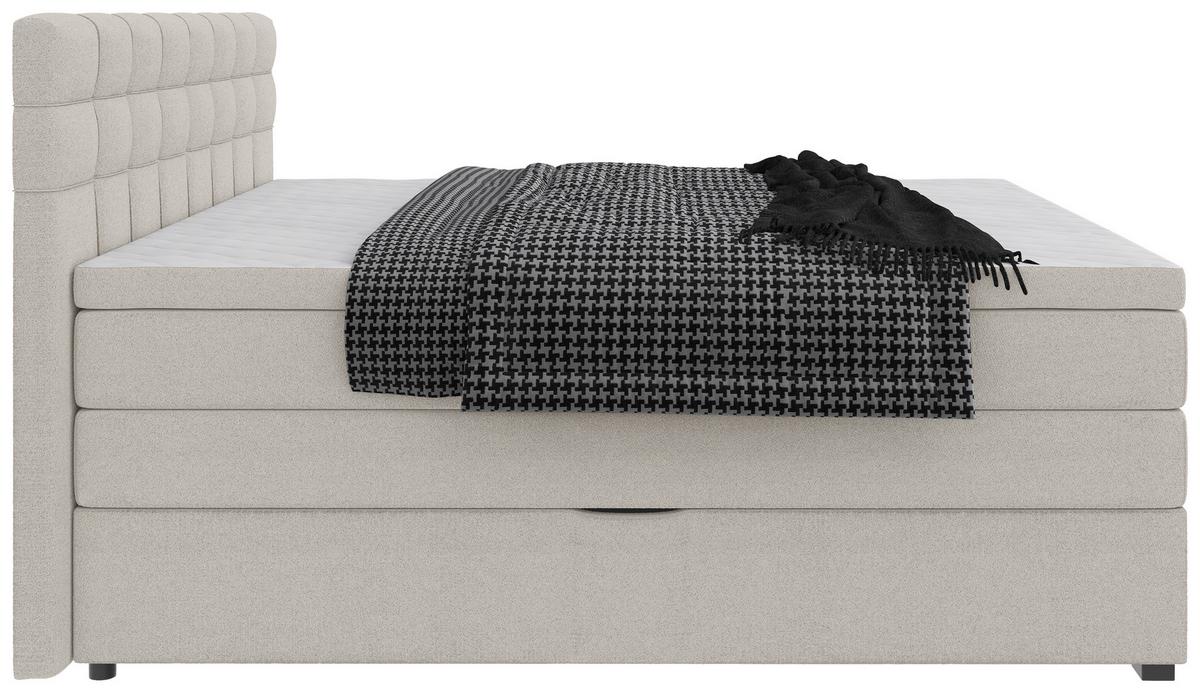 Boxspringbett Fano Sandfarben ca. 200x200cm - Sandfarben/Schwarz, Konventionell, Kunststoff/Textil (200/200cm) - Mömax