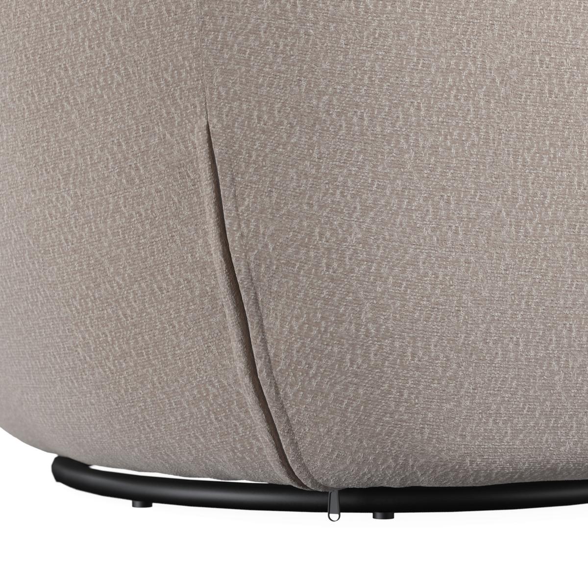 Sessel Dora Chenille Creme - Creme/Schwarz, MODERN, Holz/Textil (77/74/73cm)
