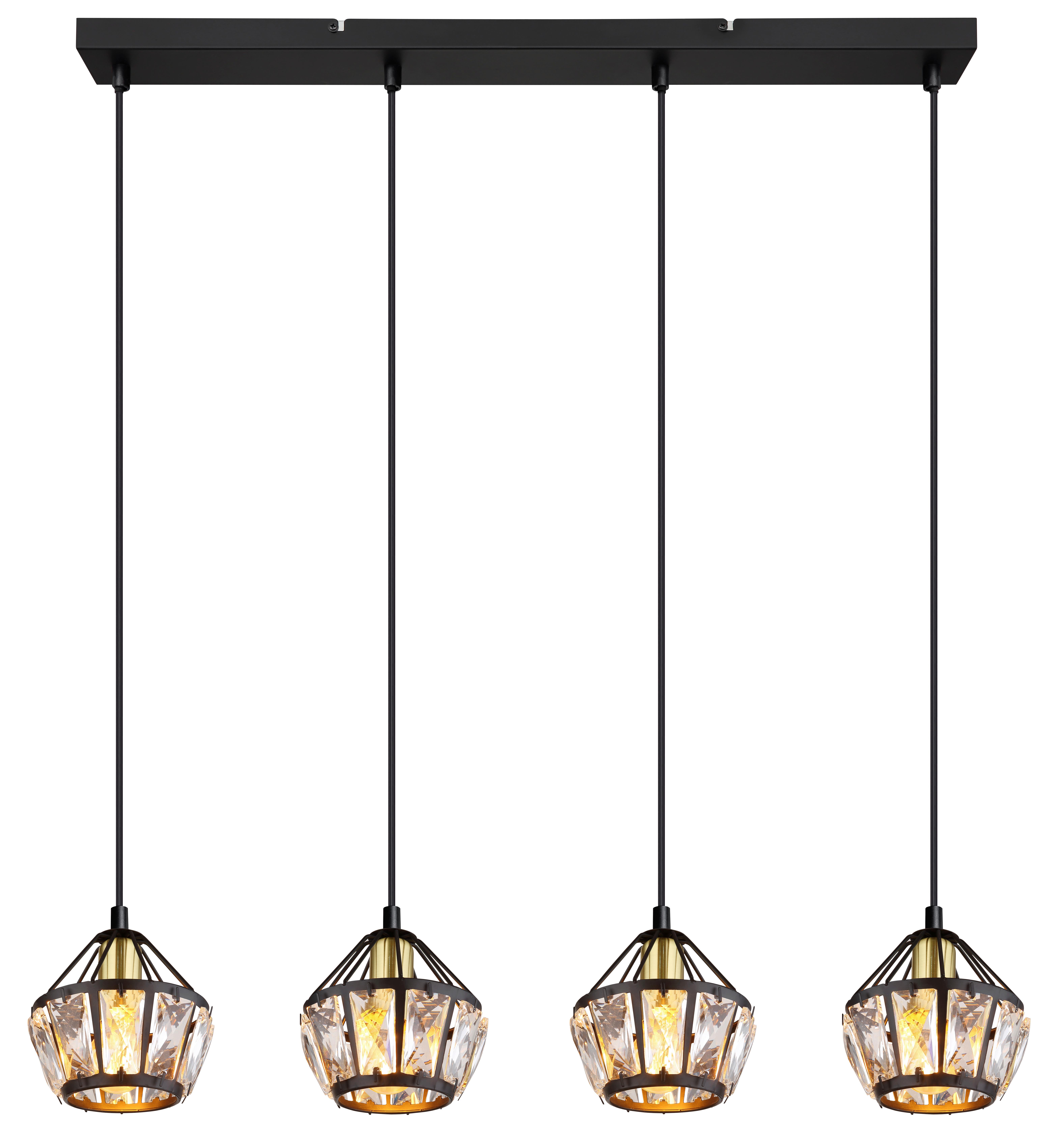 Hängeleuchte Lois Schwarz/Messingfarben max. 40W - Klar/Messingfarben, KONVENTIONELL, Glas/Kunststoff (73/12,5/150cm) - Globo