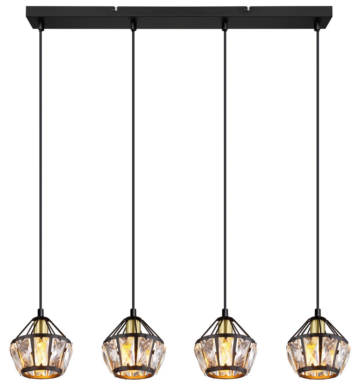 Hängeleuchte Lois Schwarz/Messingfarben max. 40W - Klar/Messingfarben, KONVENTIONELL, Glas/Kunststoff (73/12,5/150cm) - Globo