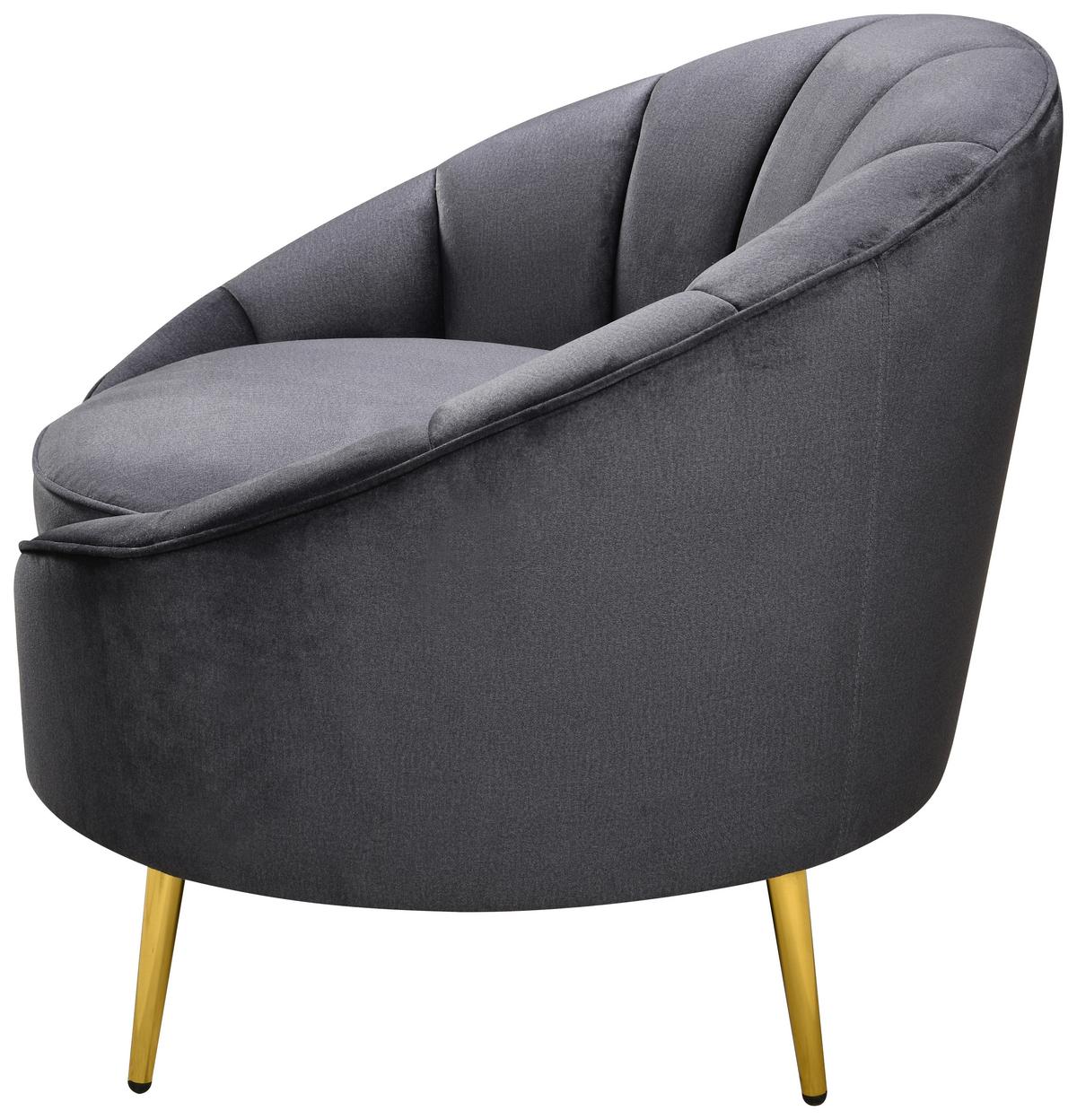 Fotelj Stella, Temno Siva - temno siva/barve medenine, Design, kovina/tekstil (87/76/82cm) - Livetastic