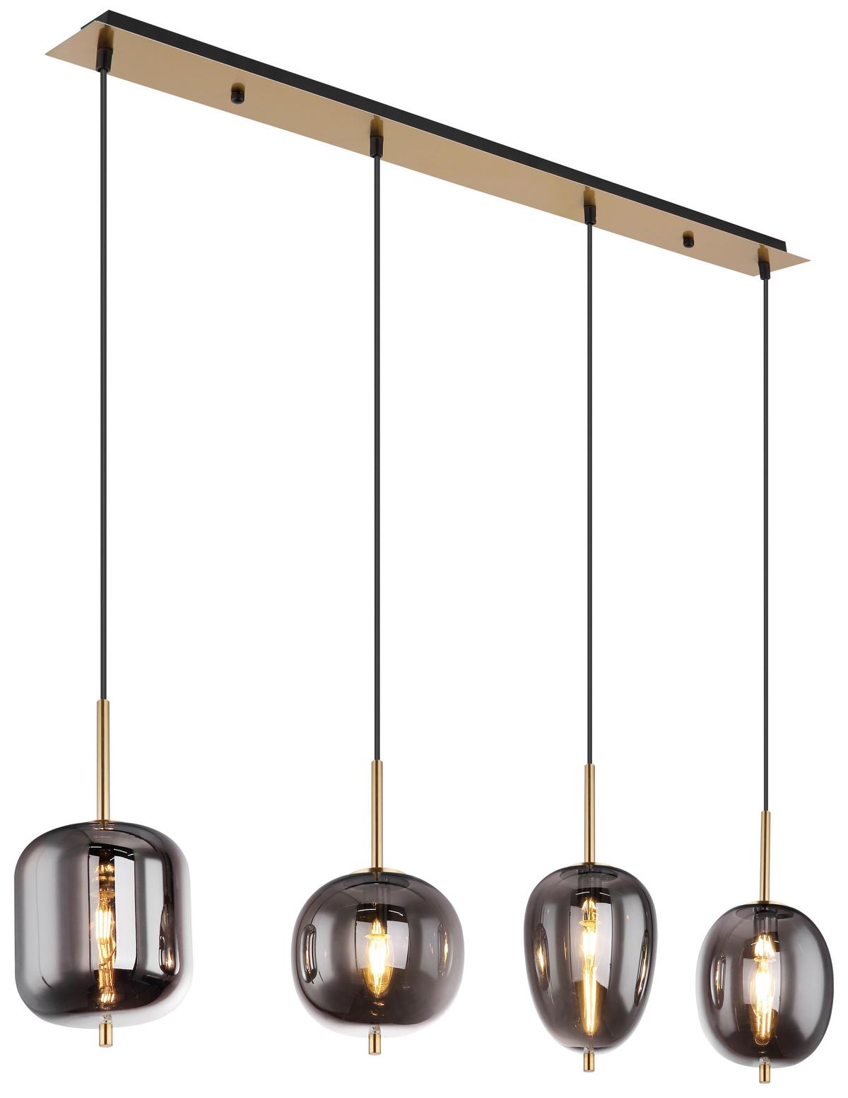 Svjetiljka Viseća 15345-4mm Blacky I - boje mjeda, Design, staklo/metal (110/18,5/120cm) - Globo