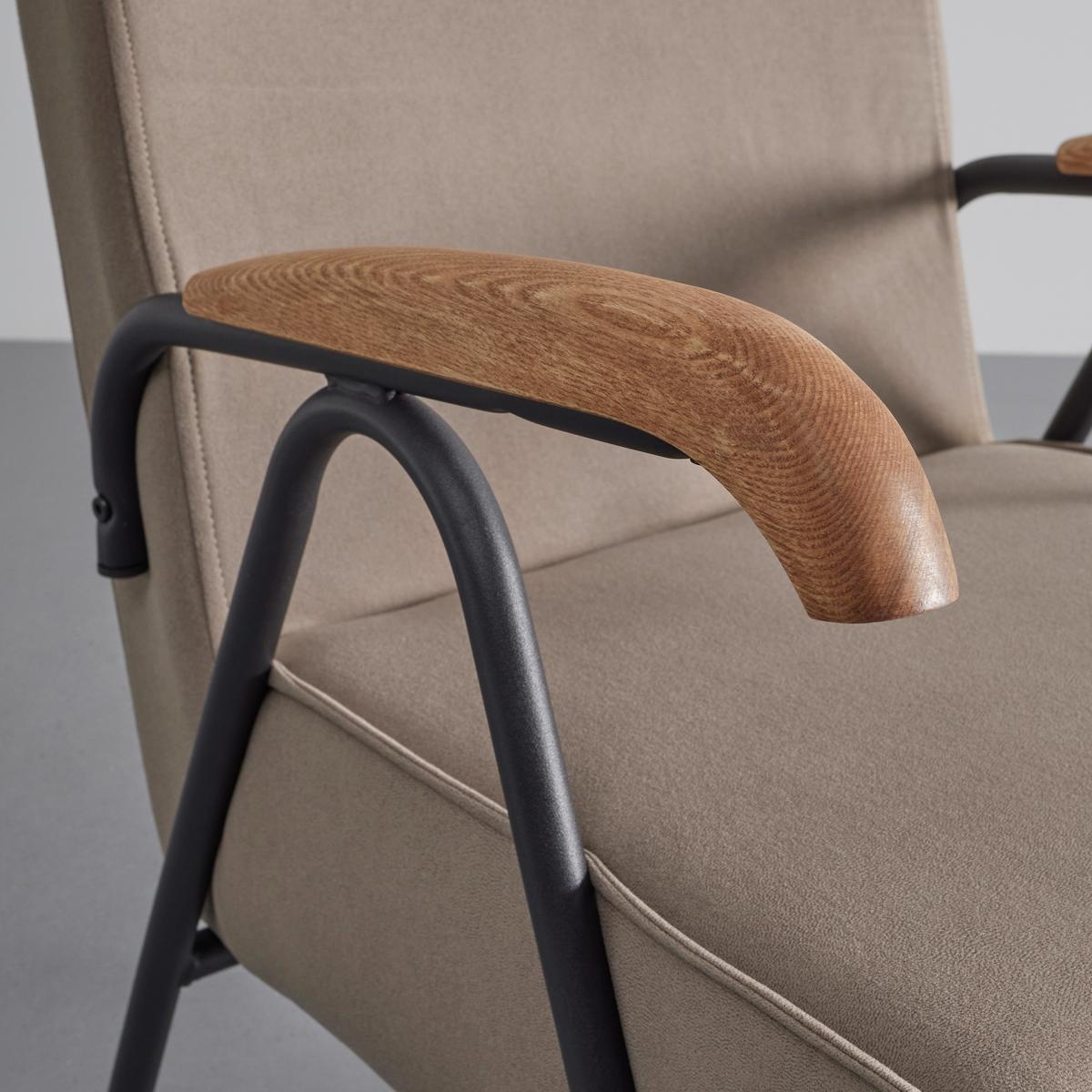 Relaxsessel Nati Beige Mikrofaser - Taupe/Schwarz, MODERN, Holz/Textil (52/79/66cm) - Bessagi Home