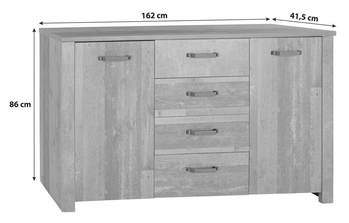 Komoda Ontario Ontk03 - zlate barve/temno siva, Moderno, umetna masa/leseni material (162/86/41,5cm) - Mömax