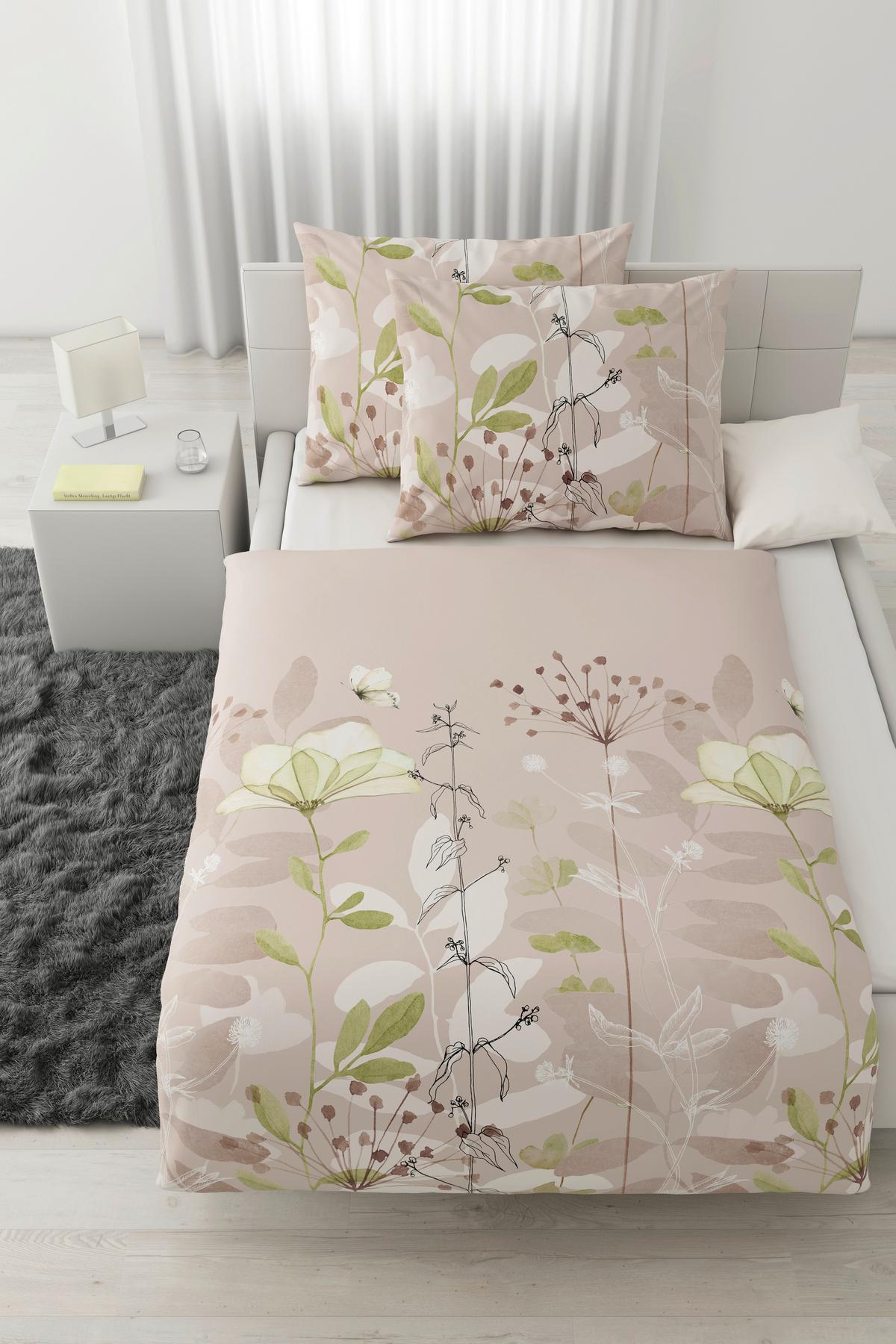 Posteljnina Loala Xxl, Bež, 2x60/80, 200/200 - zelena/bež, Romantika, tekstil (200/200cm) - Mömax