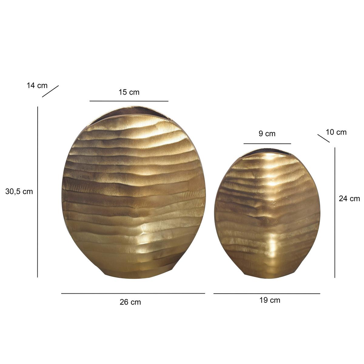 DEKOVASE DEKOVASE 2ER SET GOLD - Goldfarben, Design, Metall (26/30,5/14cm) - Livetastic