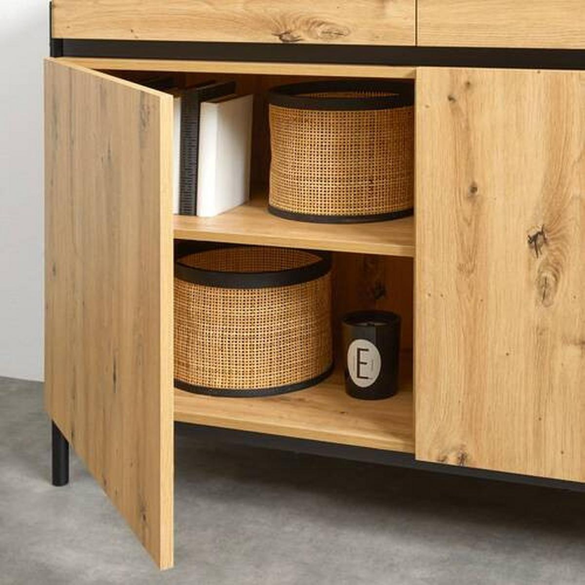 Komoda Jasmina - boje hrasta/crna, Moderno, drvo/metal (118/90/41,5cm) - Bessagi Home