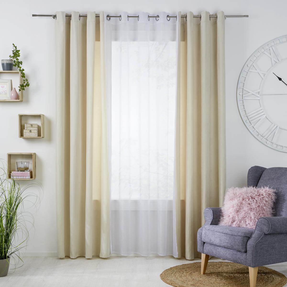 Perdea inele capsă Velours - nisipiu, Modern, textil (140/245cm) - Modern Living