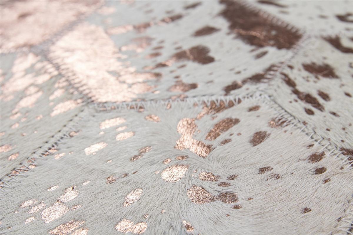 POUF DAZZLE 200 - Chromfarben/Creme, Design, Leder (45/45/45cm) - Kayoom